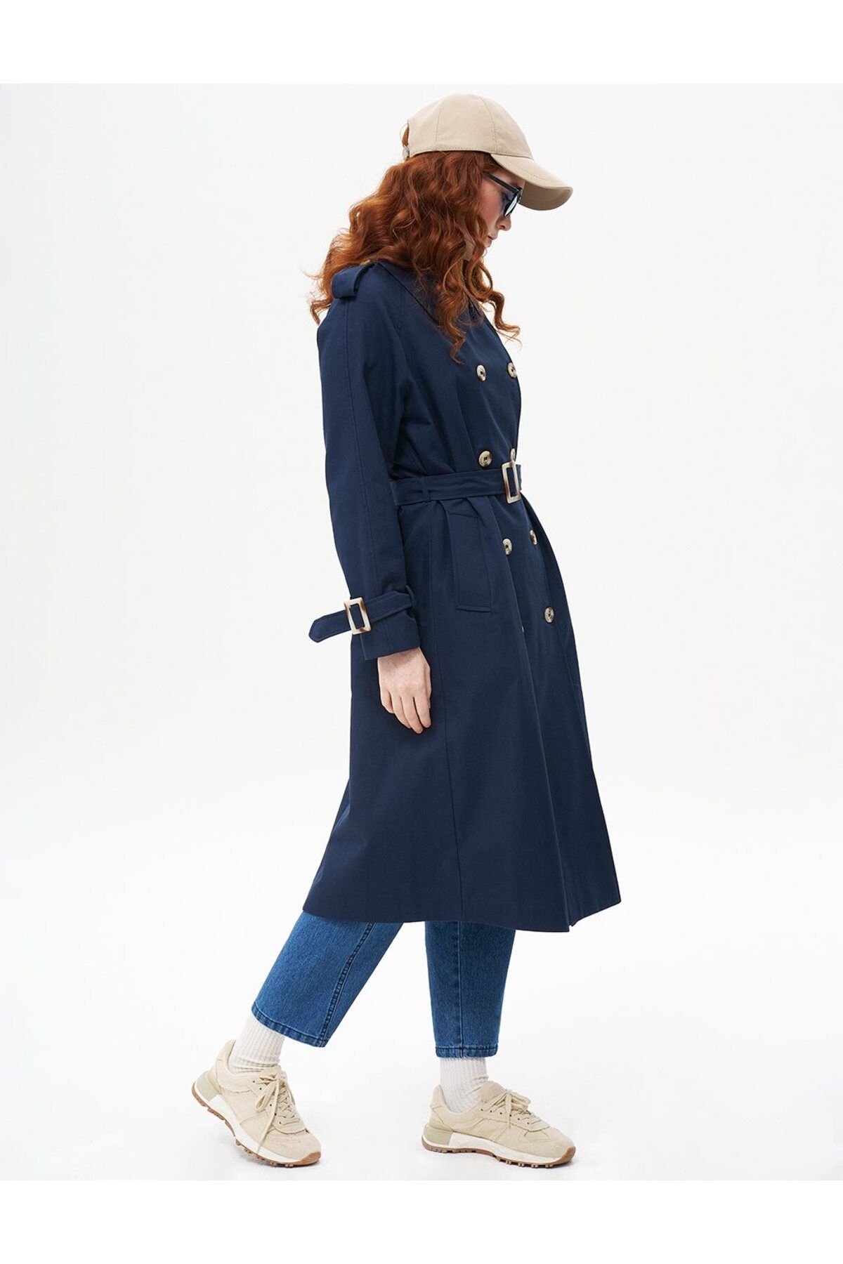 Kayra-Σκούρο Navy Blue Διπλό Καπάκι - Λεπτομέρεια ζώνης 4