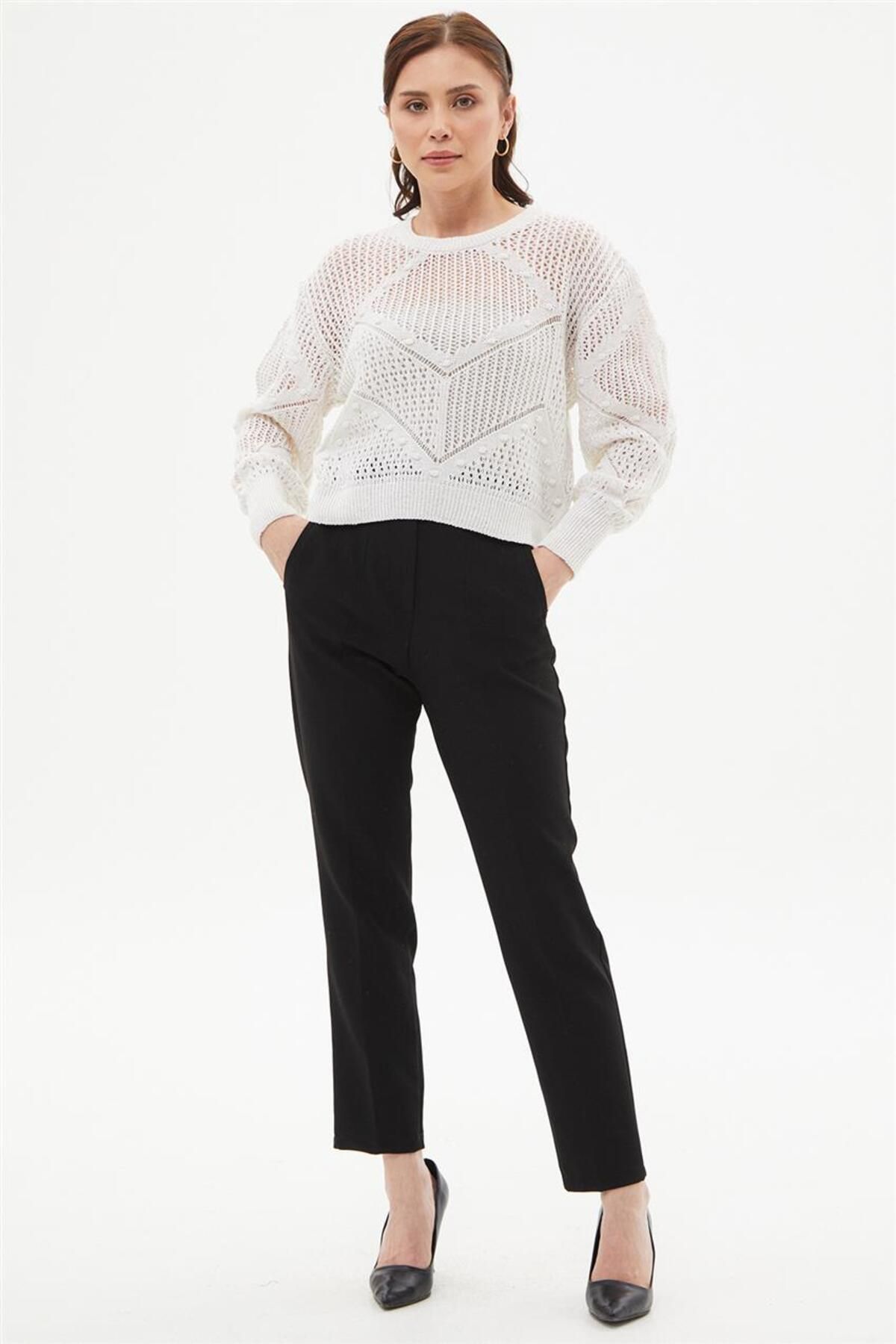 Mood Elite-Openwork Cream Sweater - 1650 Model 12 2