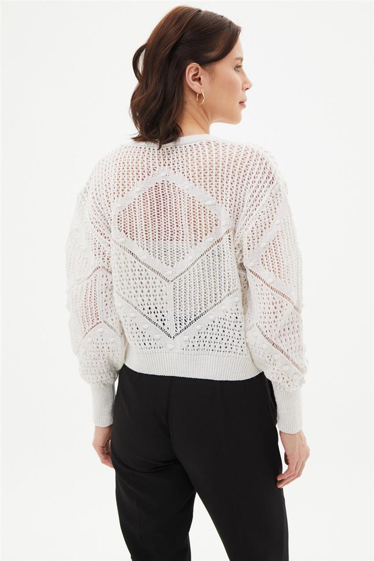 Mood Elite-Openwork Cream Sweater - 1650 Model 12 6