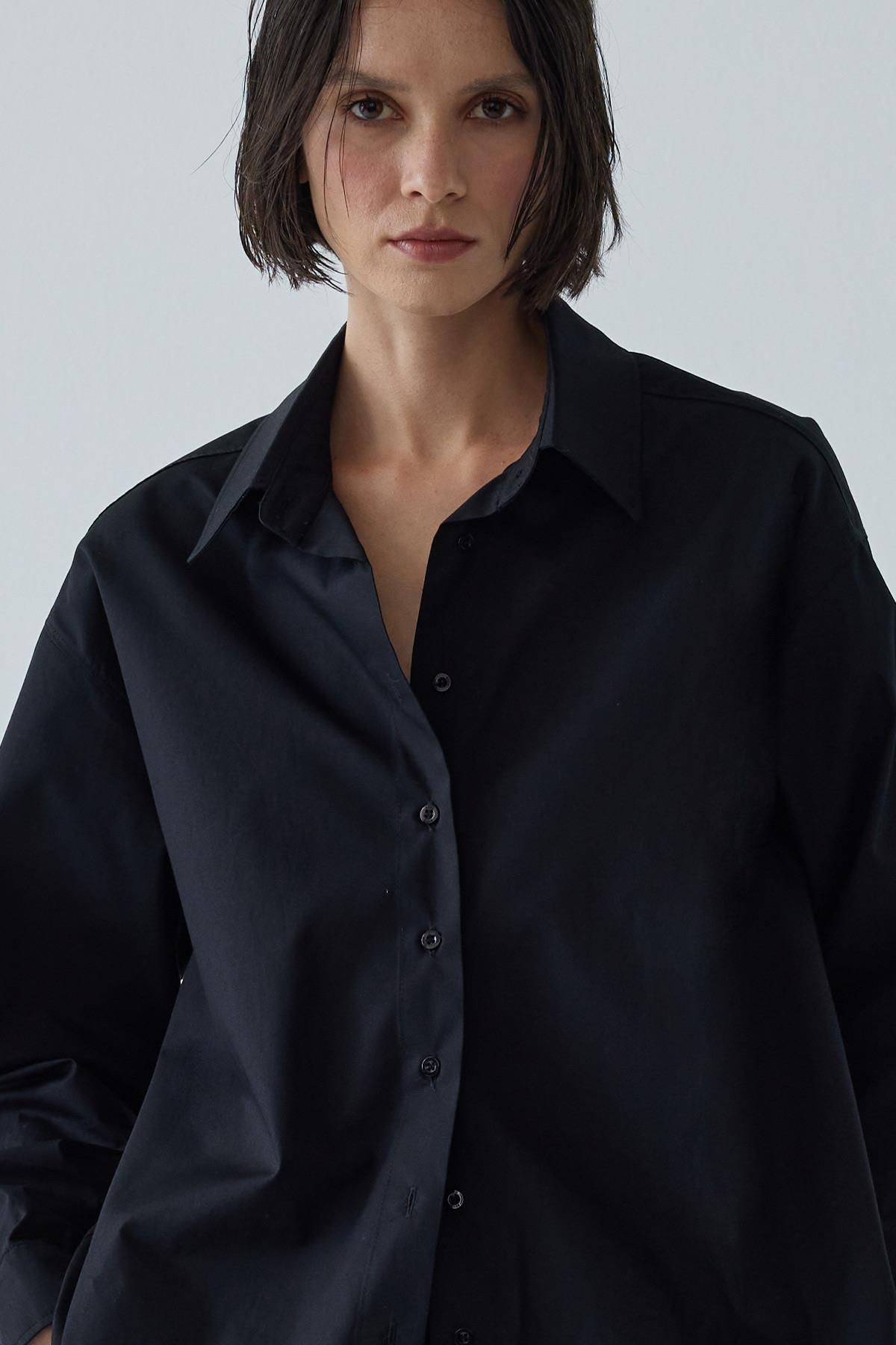Suud Collection-Cămașă de bază oversize neagră 5
