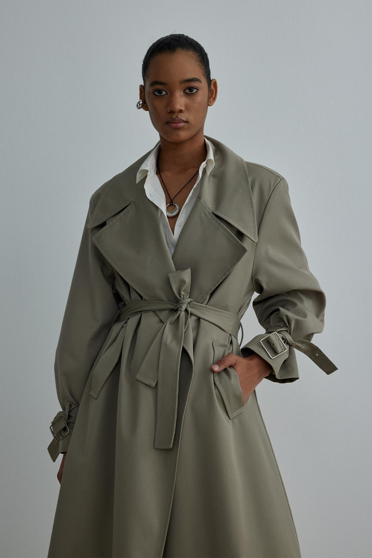 Suud Collection Açık Haki Rowe Gabardin Trençkot görsel 7