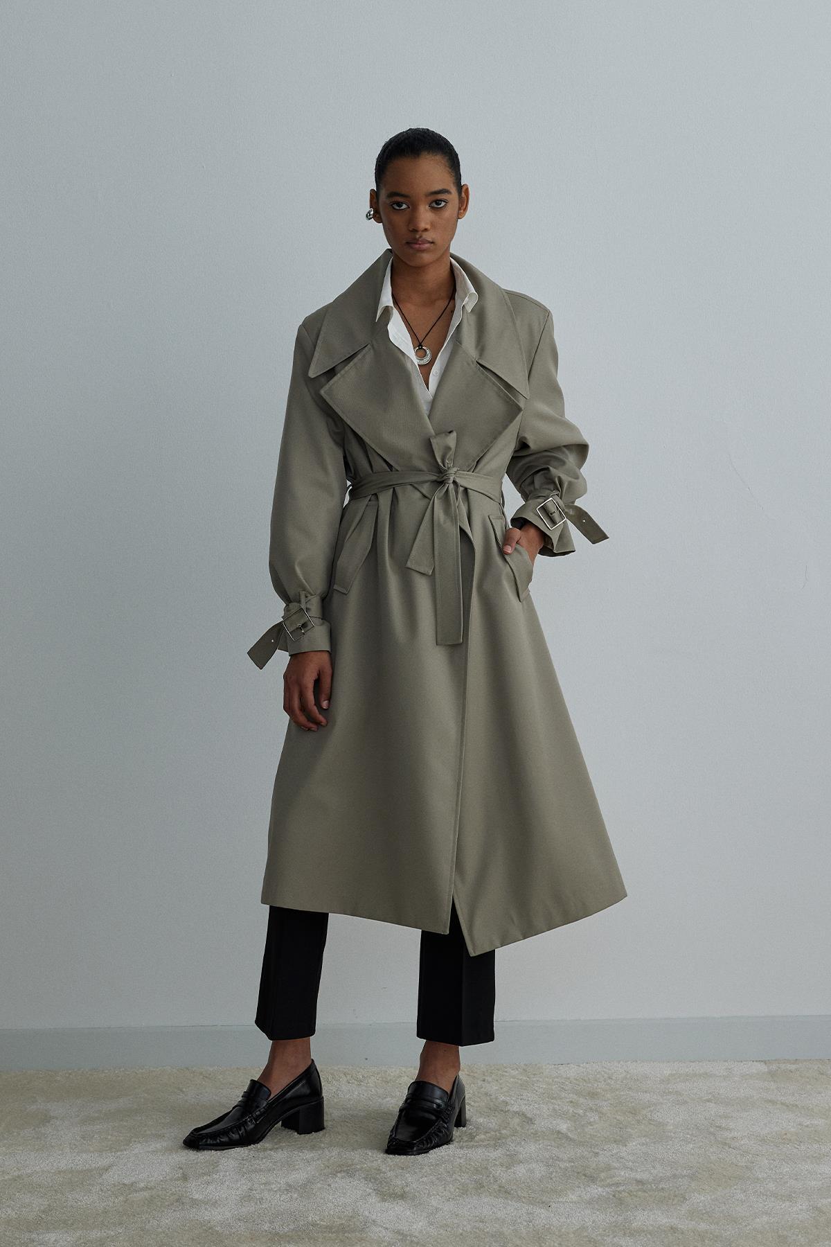 Suud Collection Açık Haki Rowe Gabardin Trençkot görsel 6