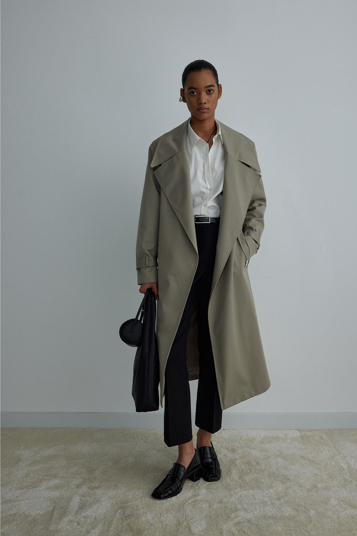 Suud Collection Açık Haki Rowe Gabardin Trençkot görsel 2