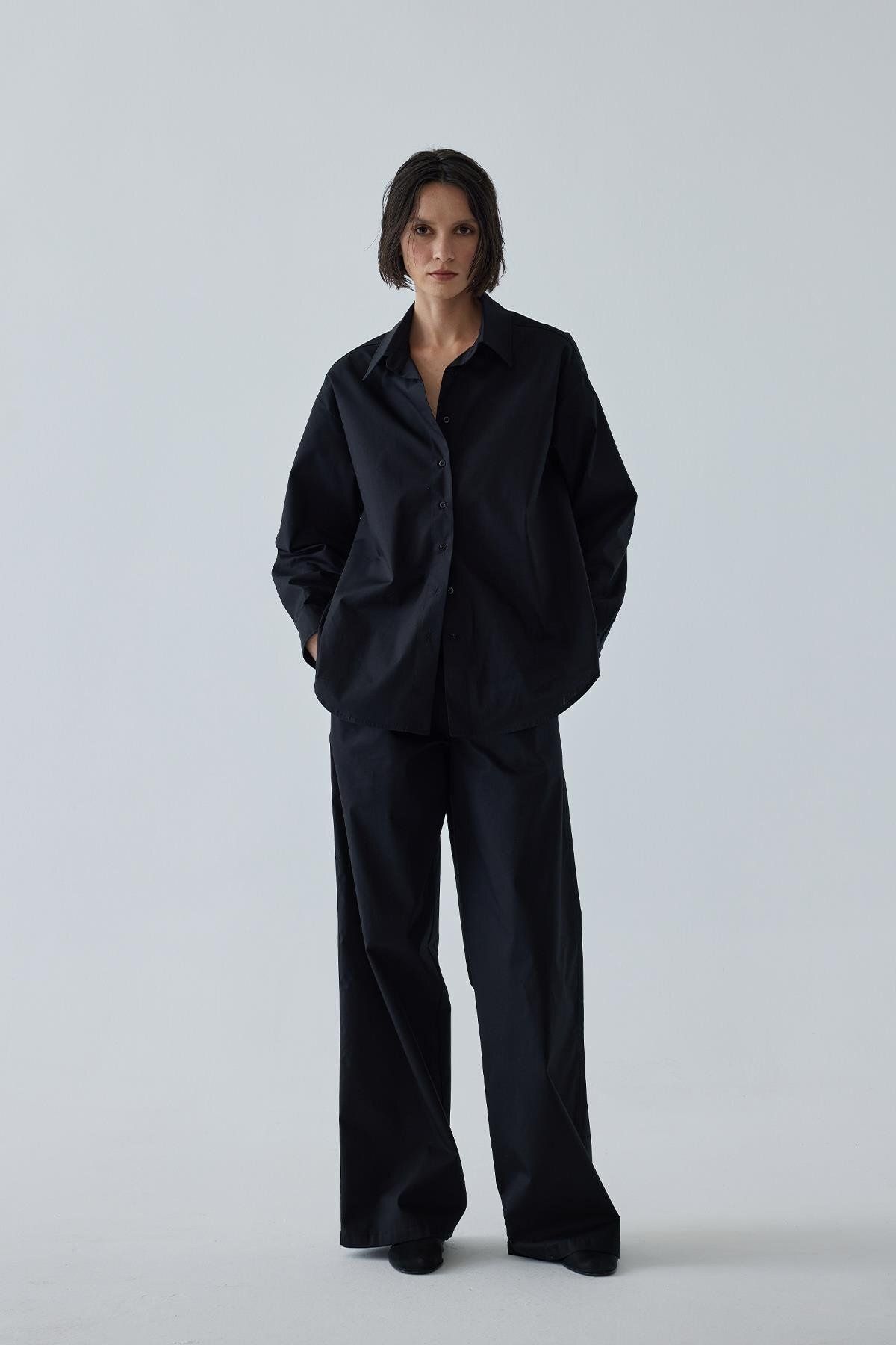 Suud Collection-Cămașă de bază oversize neagră 6