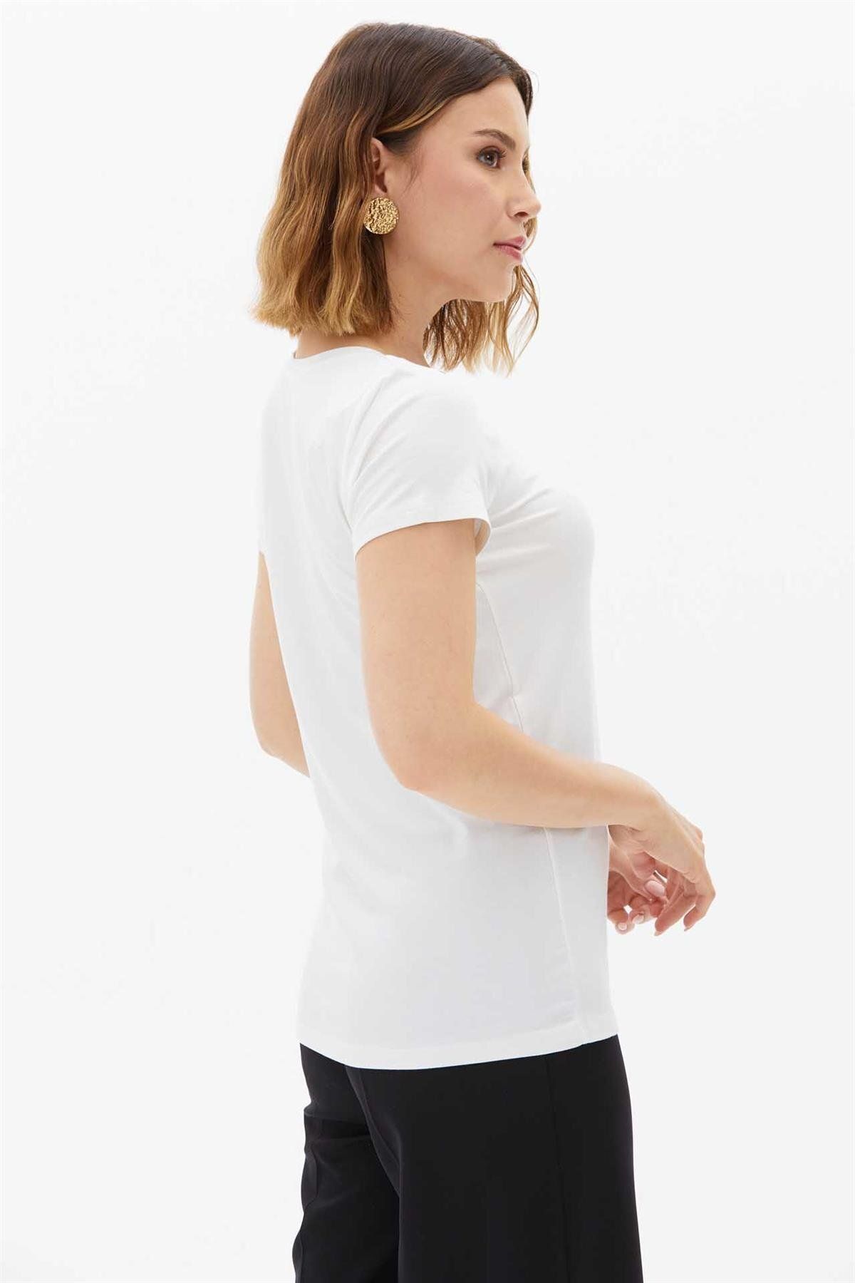 Two Mail-White Basic Short Sleeve Blouse 3