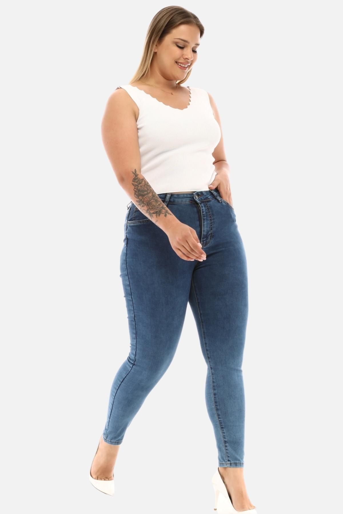 CEDY DENIM Slim Fit Jean Büyük Beden Yüksek Bel Dar Kesim CEDY DENIM Slim Fit Jean Büyük Beden Yüksek Bel Dar Kesim