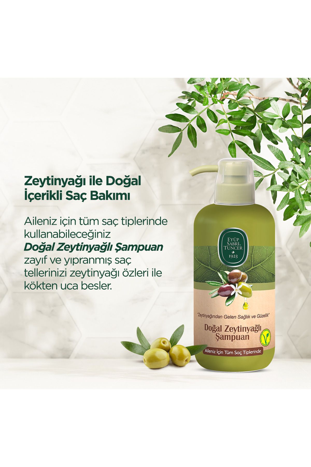 Eyüp Sabri Tuncer Doğal Zeytinyağlı Şampuan 600 ml-2