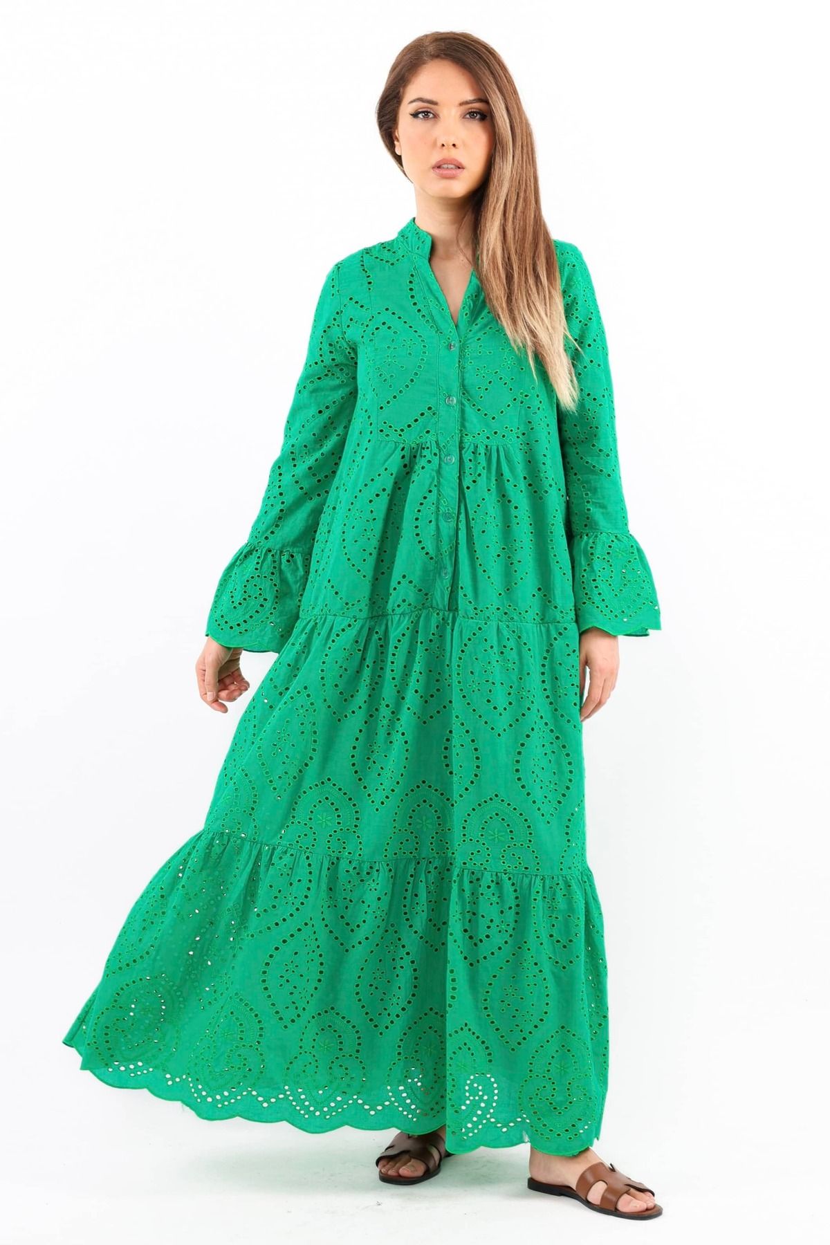 Ritnice-Green Long Dress - Prive Women's, Scallop Full Lined 3