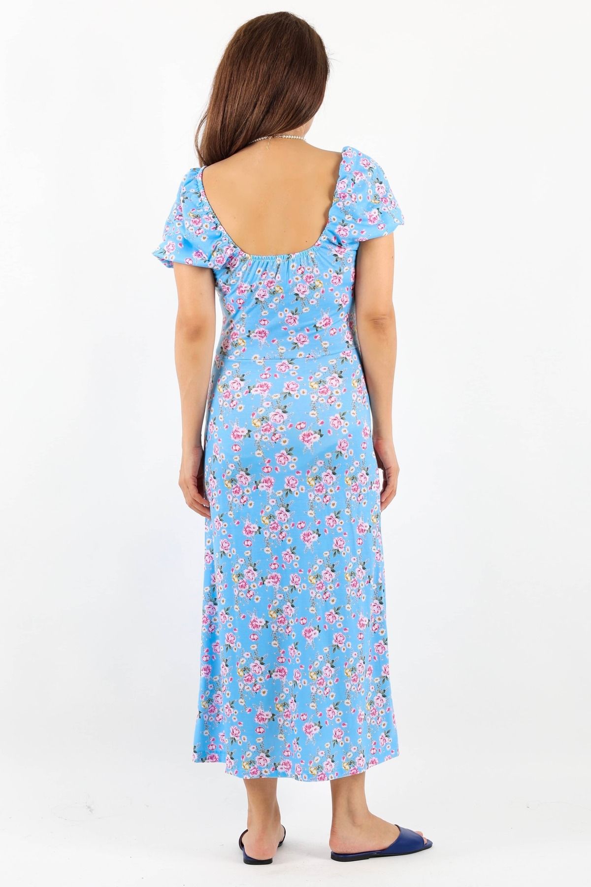 Ritnice-Rochie Gardenia de damă cu model floral albastru 4