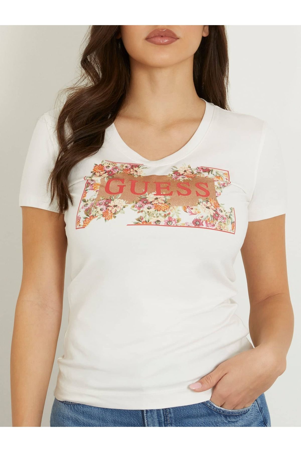 Guess-Tricou Slim Fit pentru damă, cu flori 4