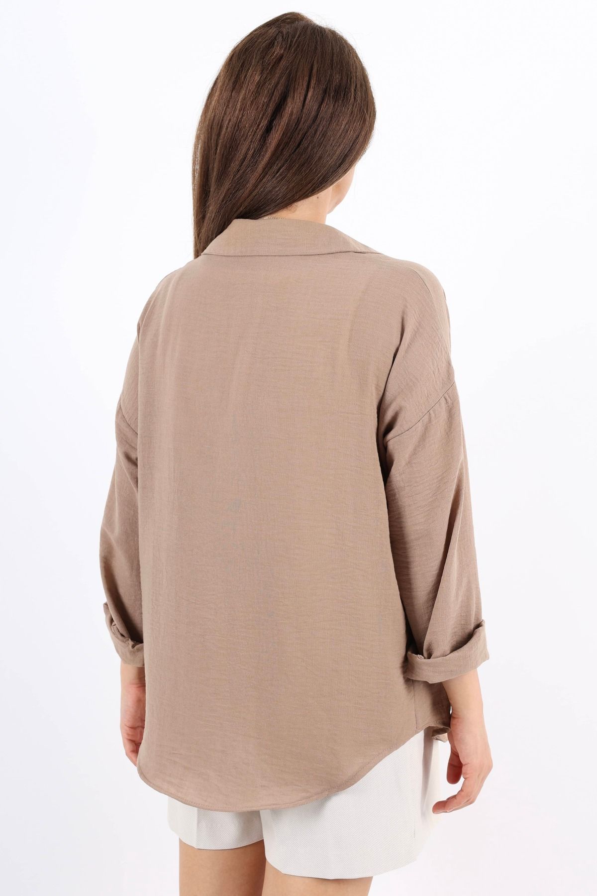 Ritnice-Brown Linen Women's Shirt - Well Design 2