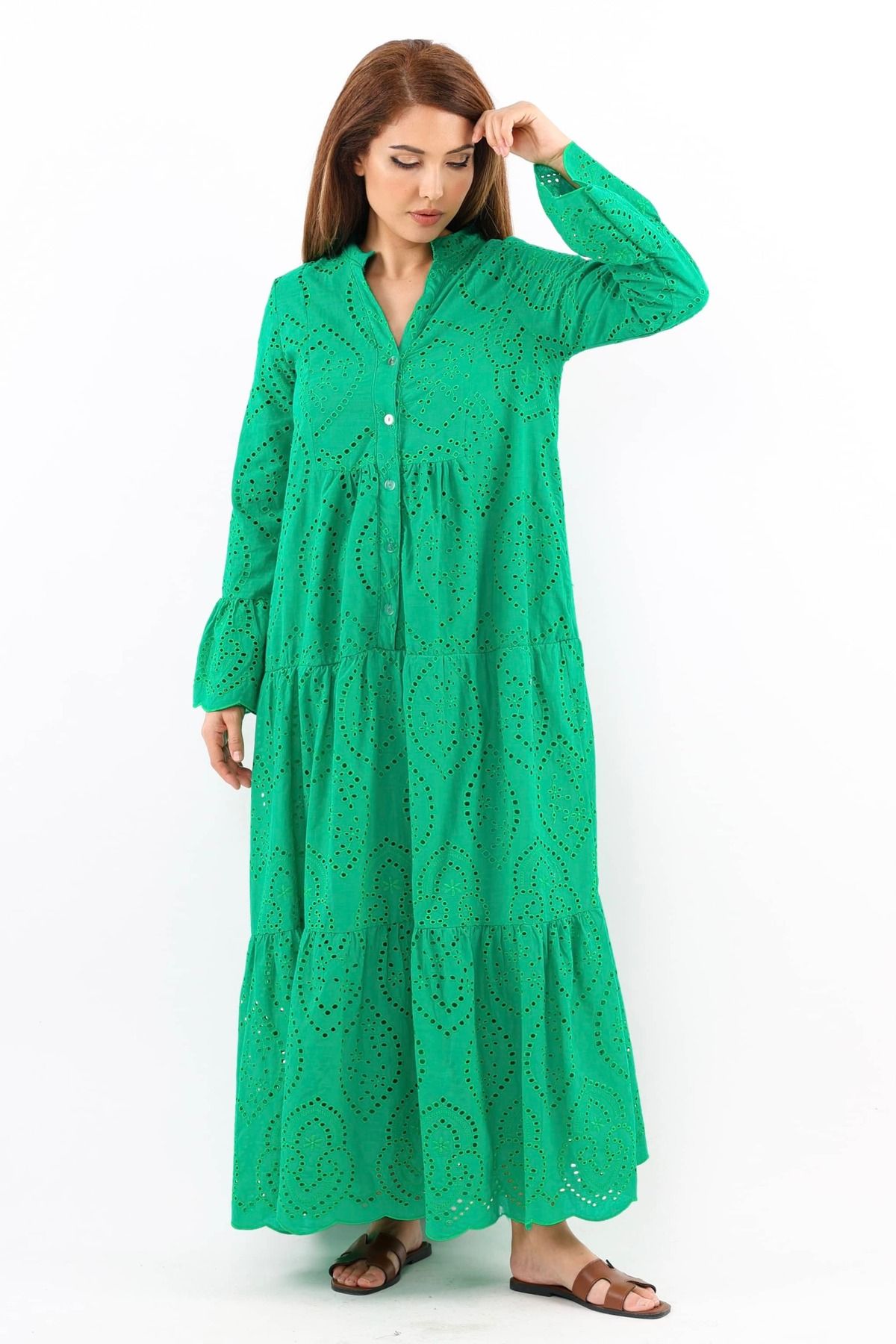 Ritnice-Green Long Dress - Prive Women's, Scallop Full Lined 2