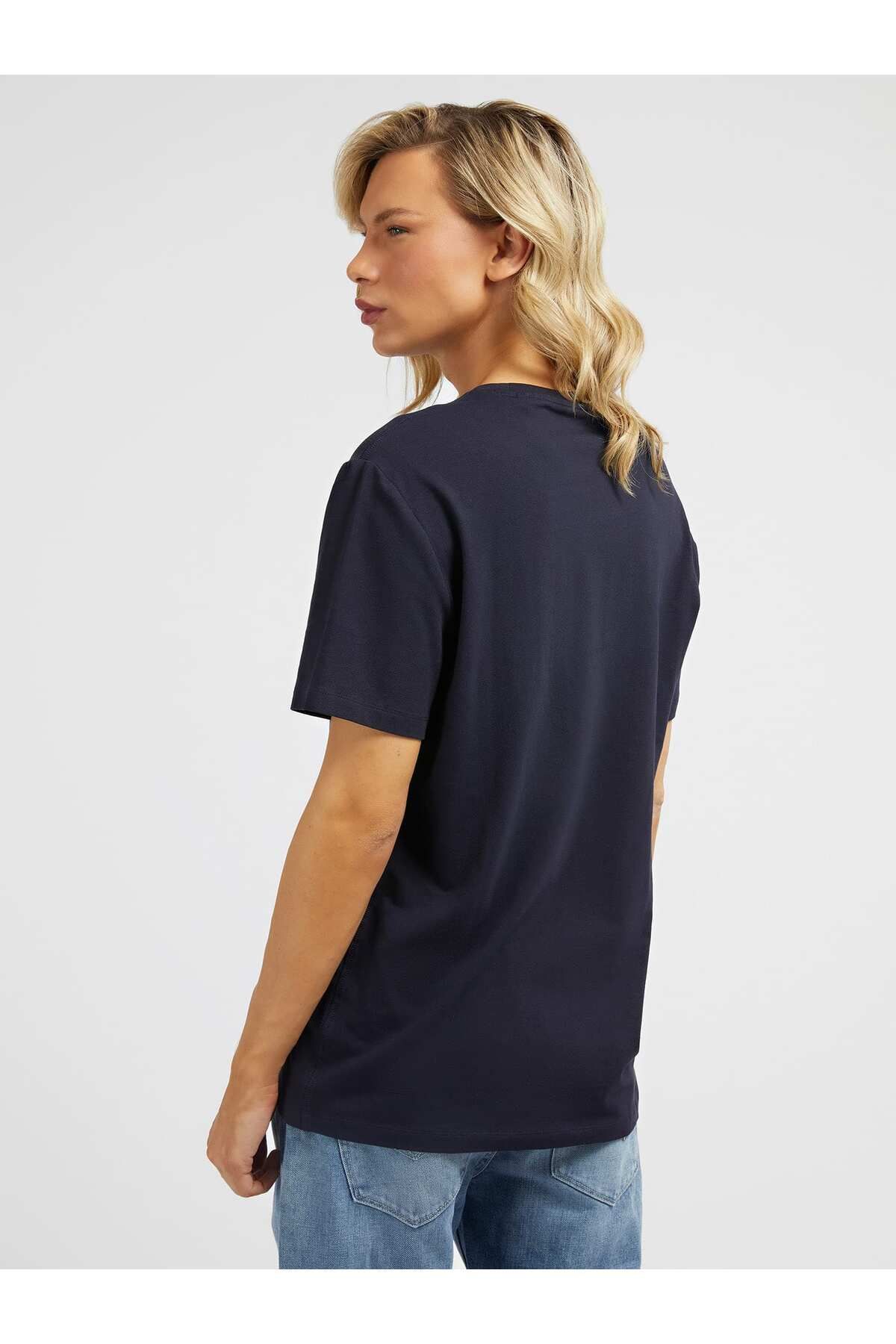 تی شرت آبی مردانه Slim Fit Gel براق Guess