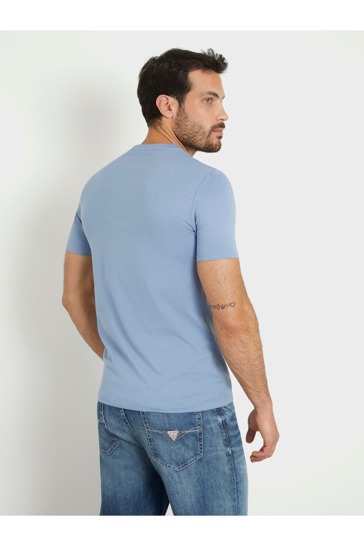 تی شرت آبی مردانه CN SS Logo Original 's Slim Fit Guess
