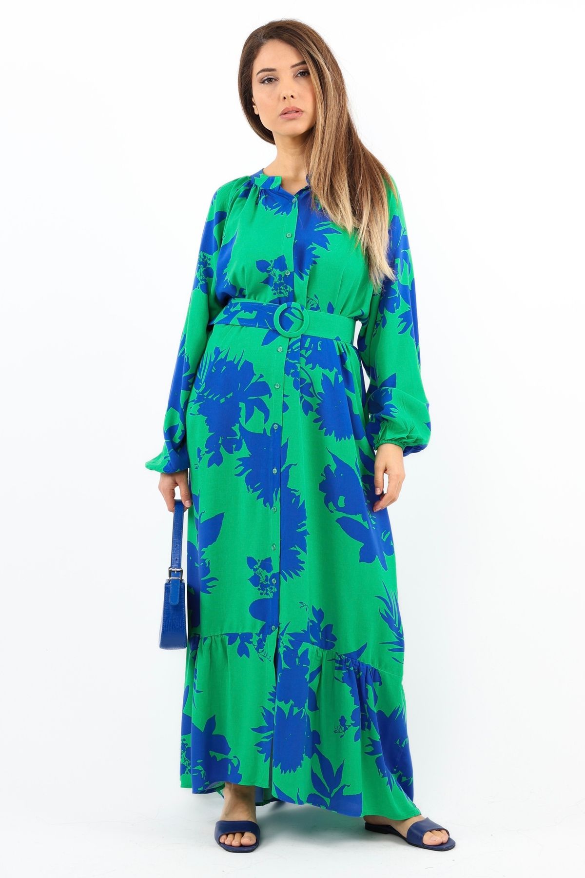 Ritnice-Prive Women's - Green Melisa Viscose Belted Long Dress 7