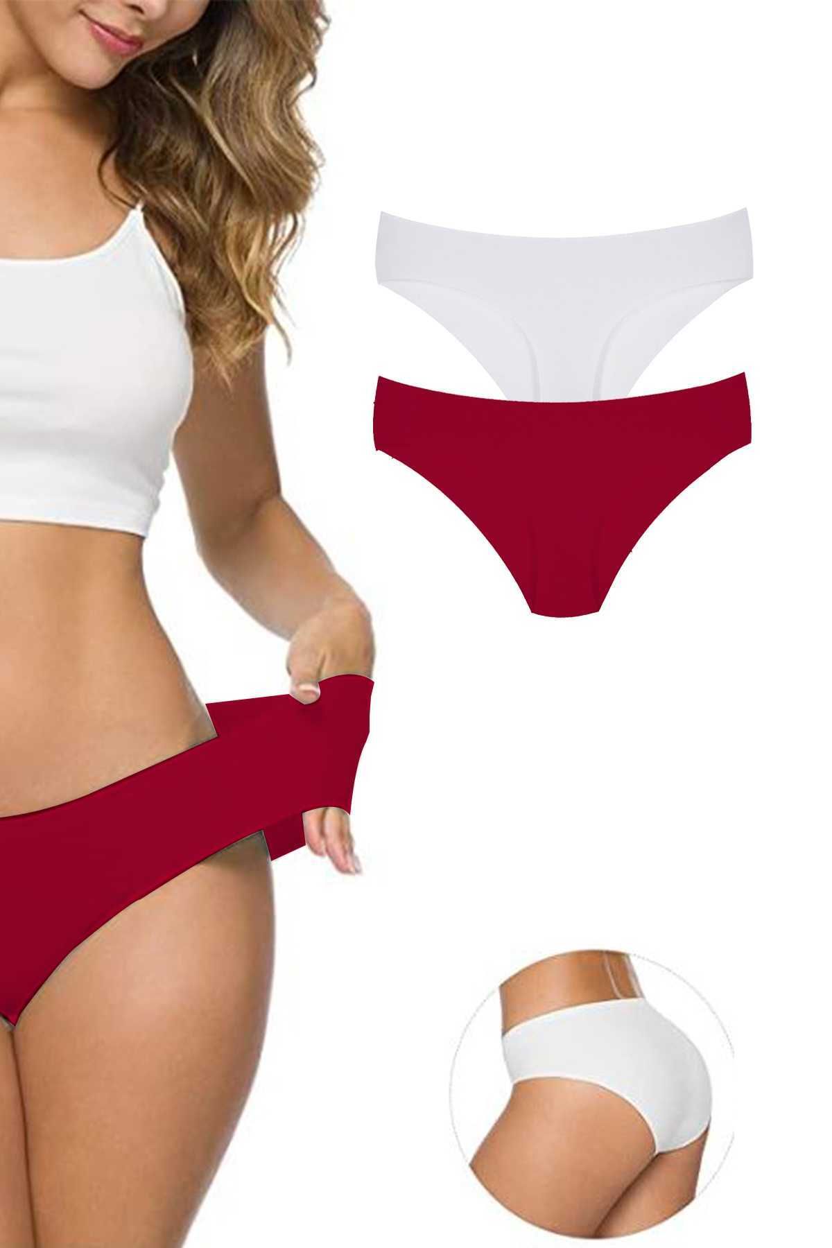 Meleners 2 Adet Kadın Dikişsiz Lazer Kesim Esnek İz yapmayan Külot S5