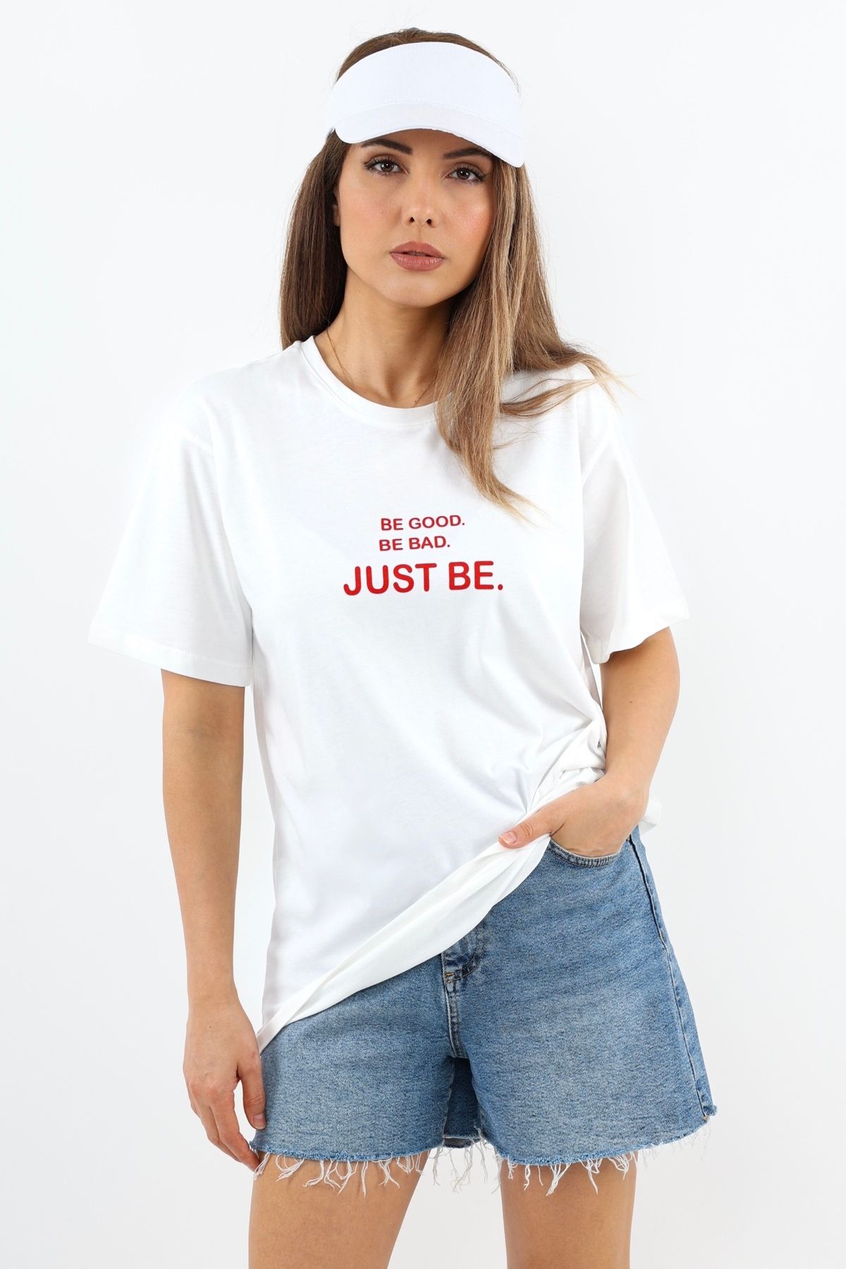 Ritnice-Just Be White Wide Cut 100% Cotton Women's T-Shirt 3