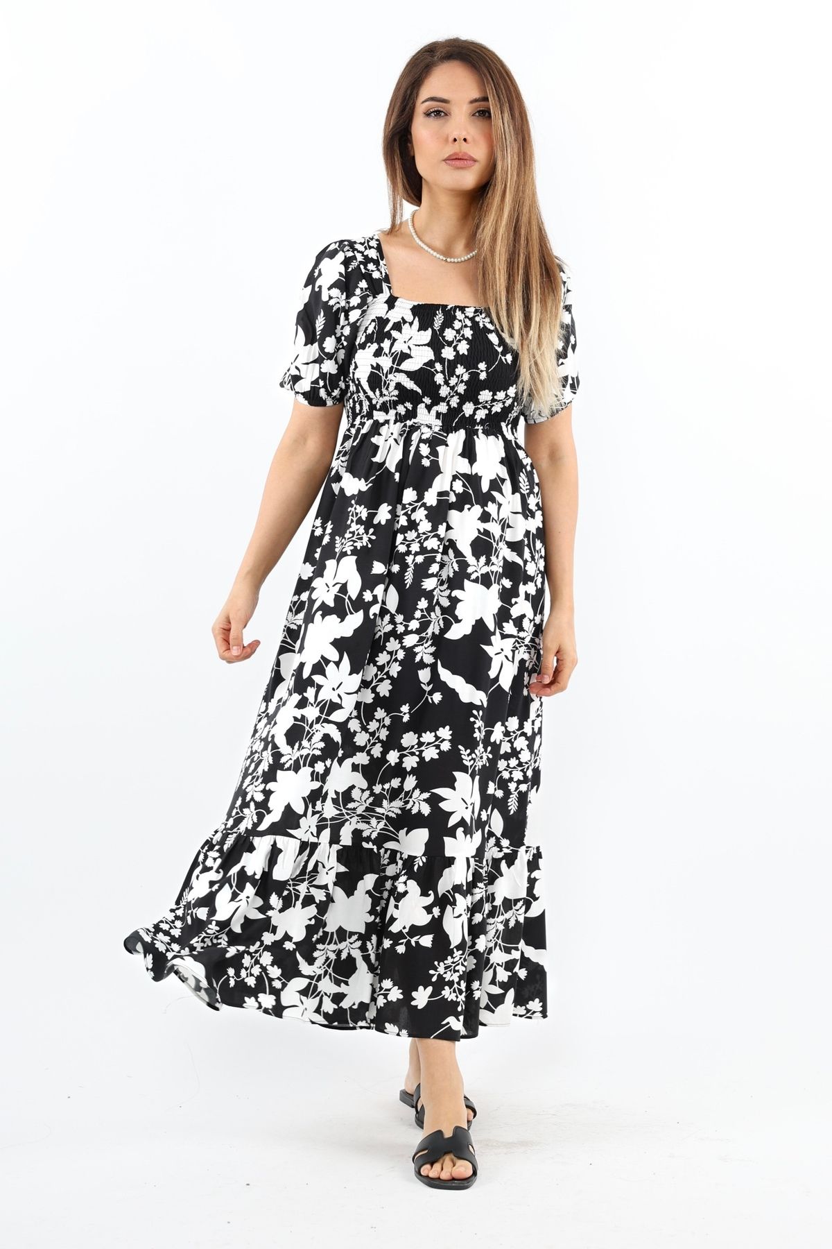 Ritnice-Rochie de damă lungă din viscoză neagră - Positano Gipeli 5