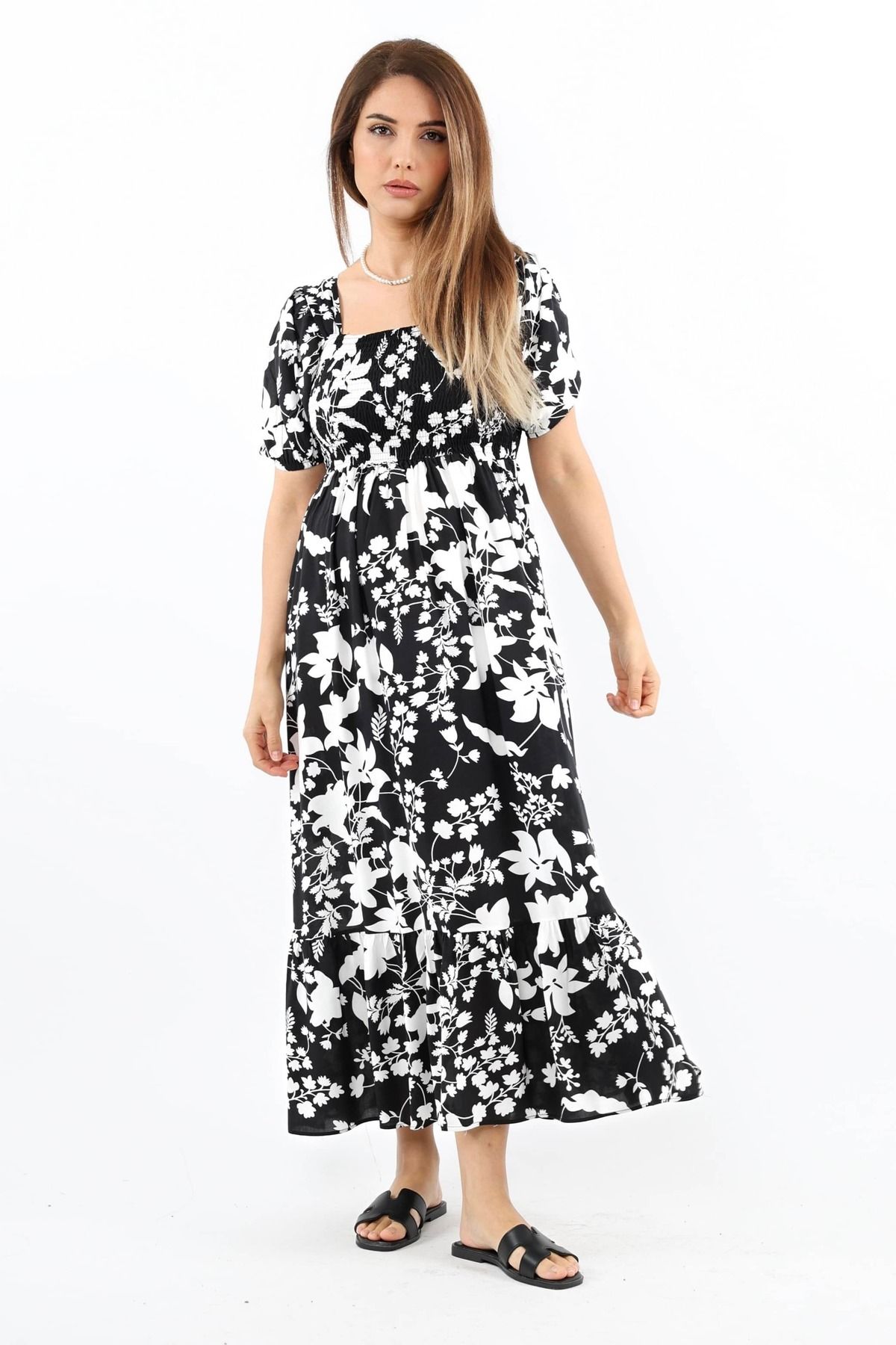 Ritnice-Rochie de damă lungă din viscoză neagră - Positano Gipeli 4