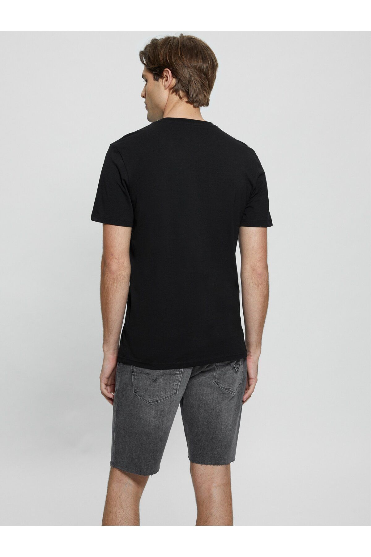تی شرت مشکی مردانه Slim Fit Logo Guess