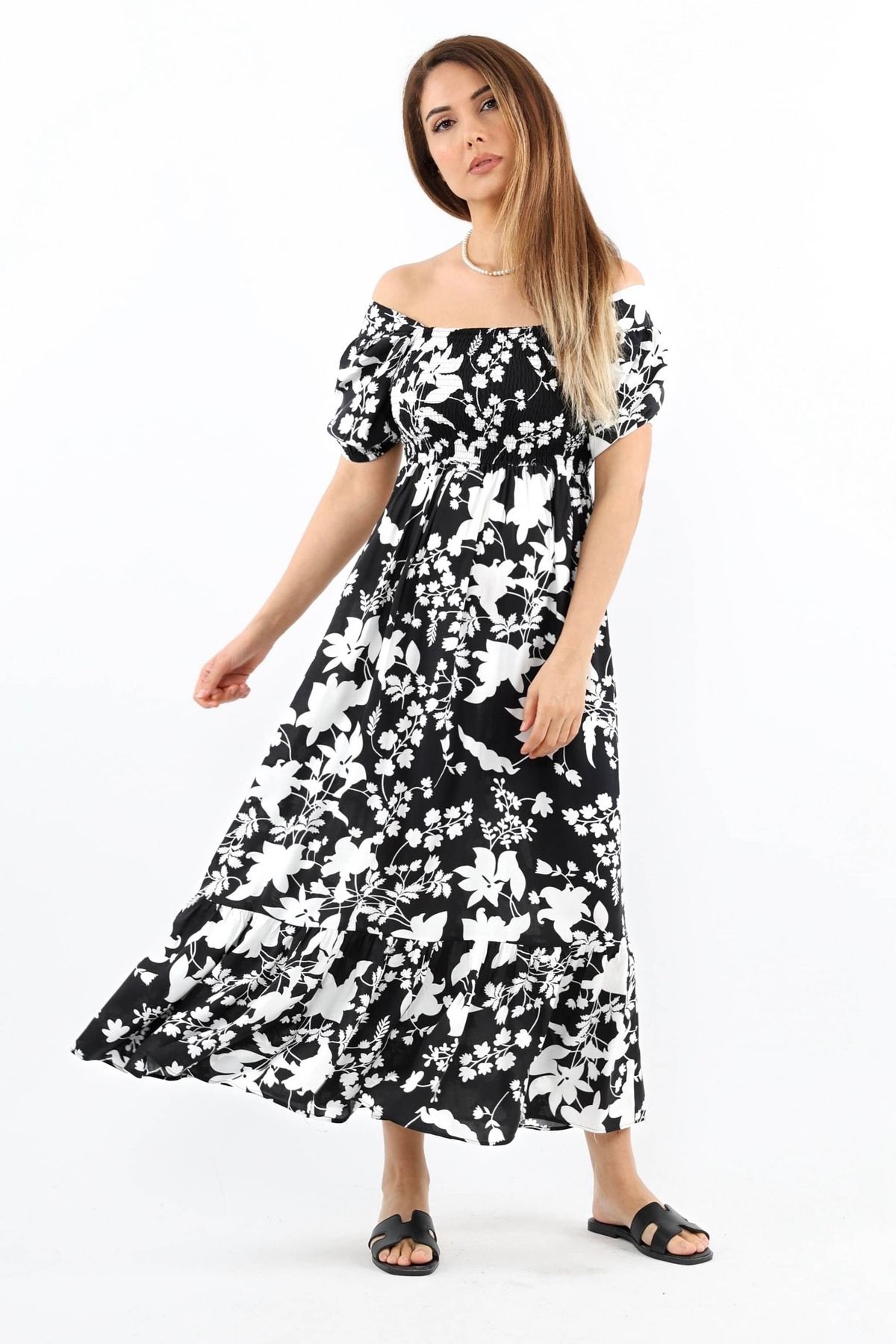 Ritnice-Rochie de damă lungă din viscoză neagră - Positano Gipeli 2