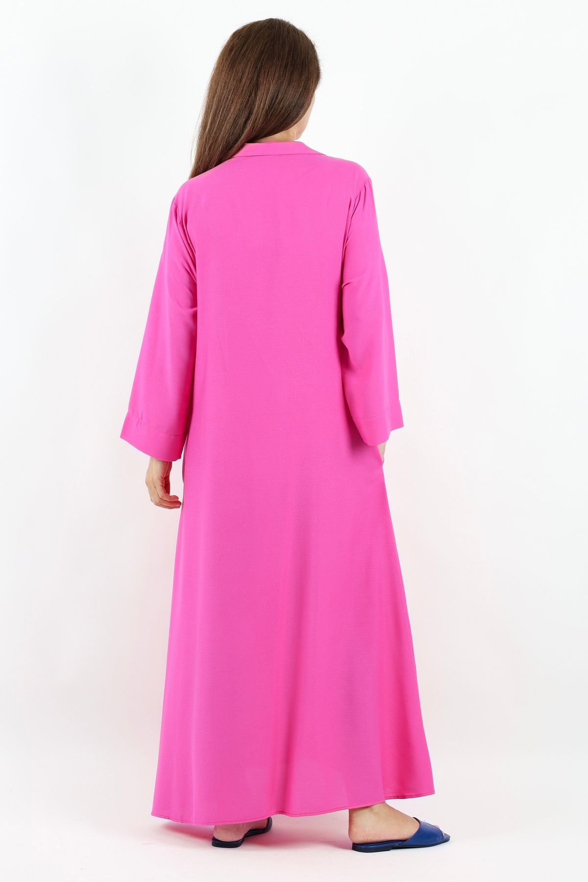 Ritnice-Prive Women's Fuchsia Viscose Long Dress - Maxi Length, Pocket, Summer 6