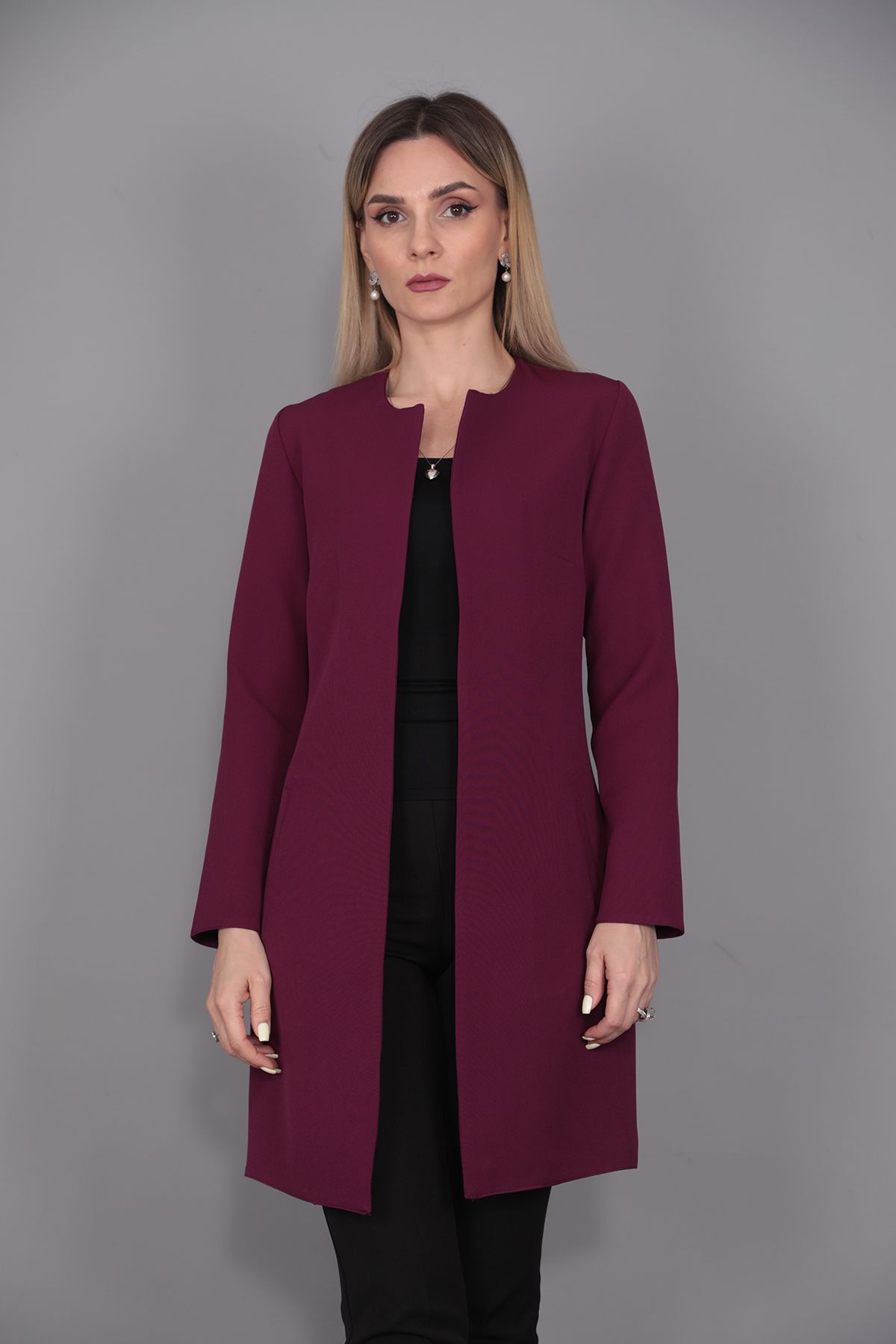 ÖNDER ÖZSOY-Plain Jacket-Plum 1