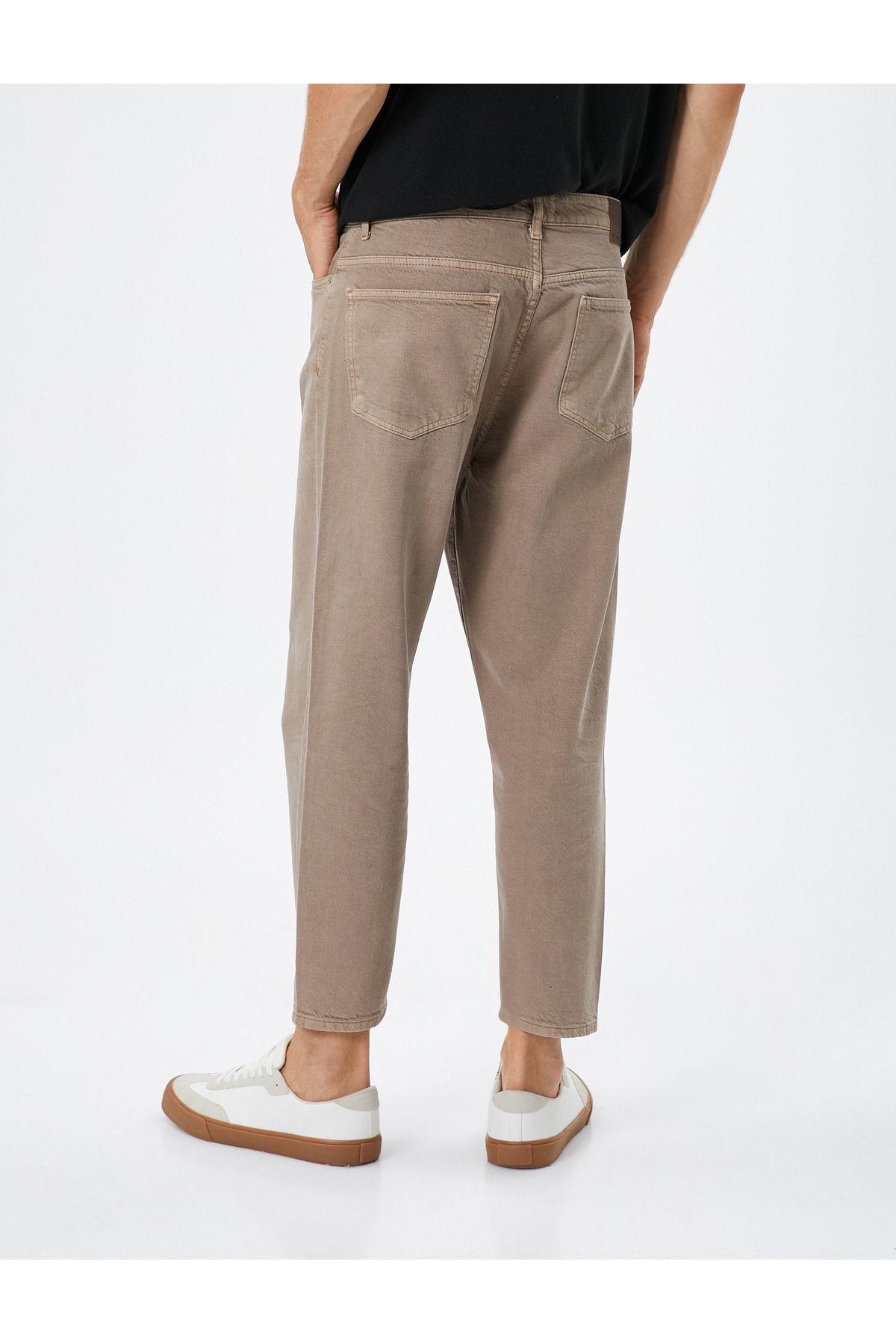 Koton-Basic Gabardine Trousers with Button Detail and Pockets 4