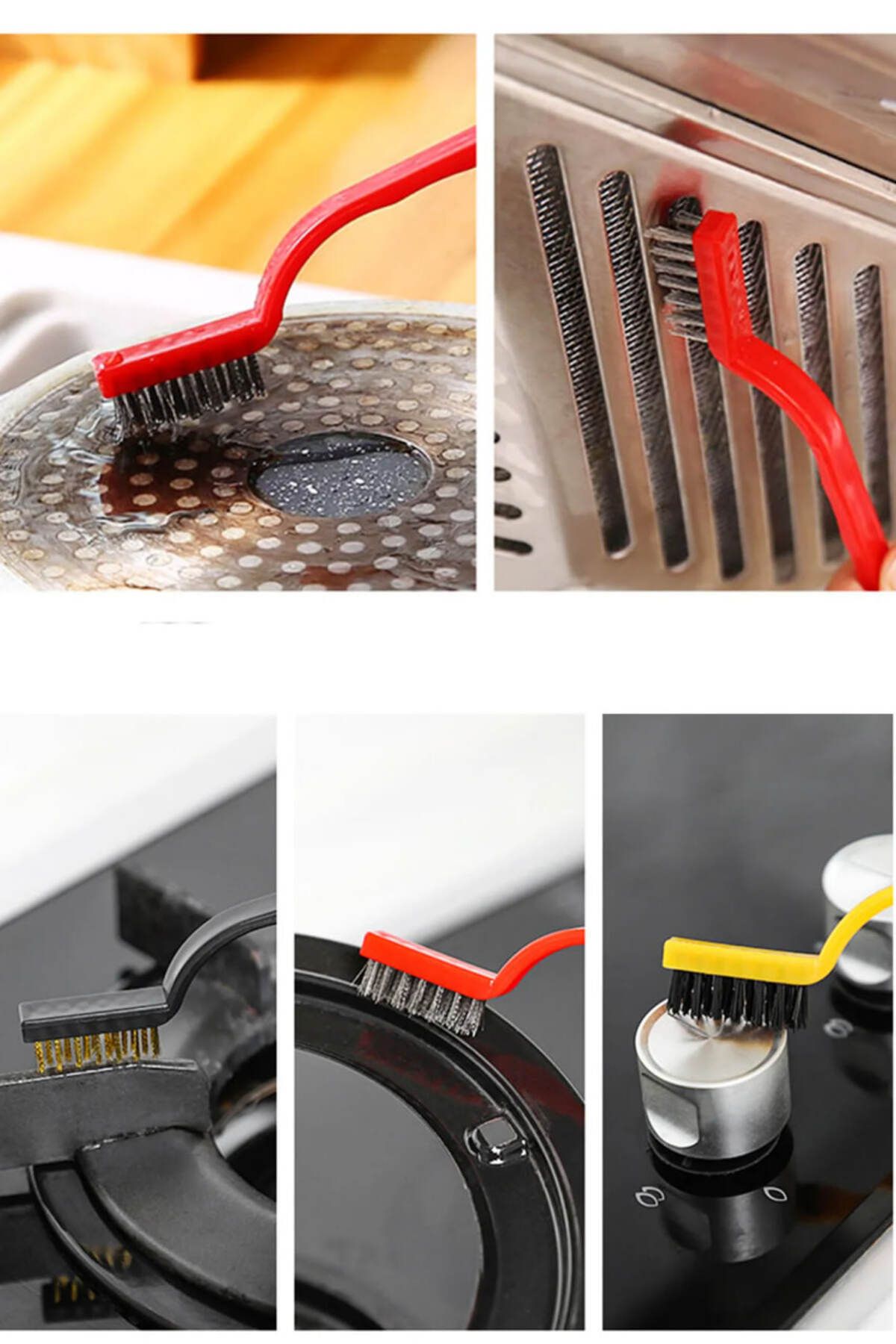 REAL-3 Pieces Cooker Oven Barbecue Grill Airfryer Cleaning Wire Rust Removal Brush 3 Pieces Oil Cleaning Brush 5