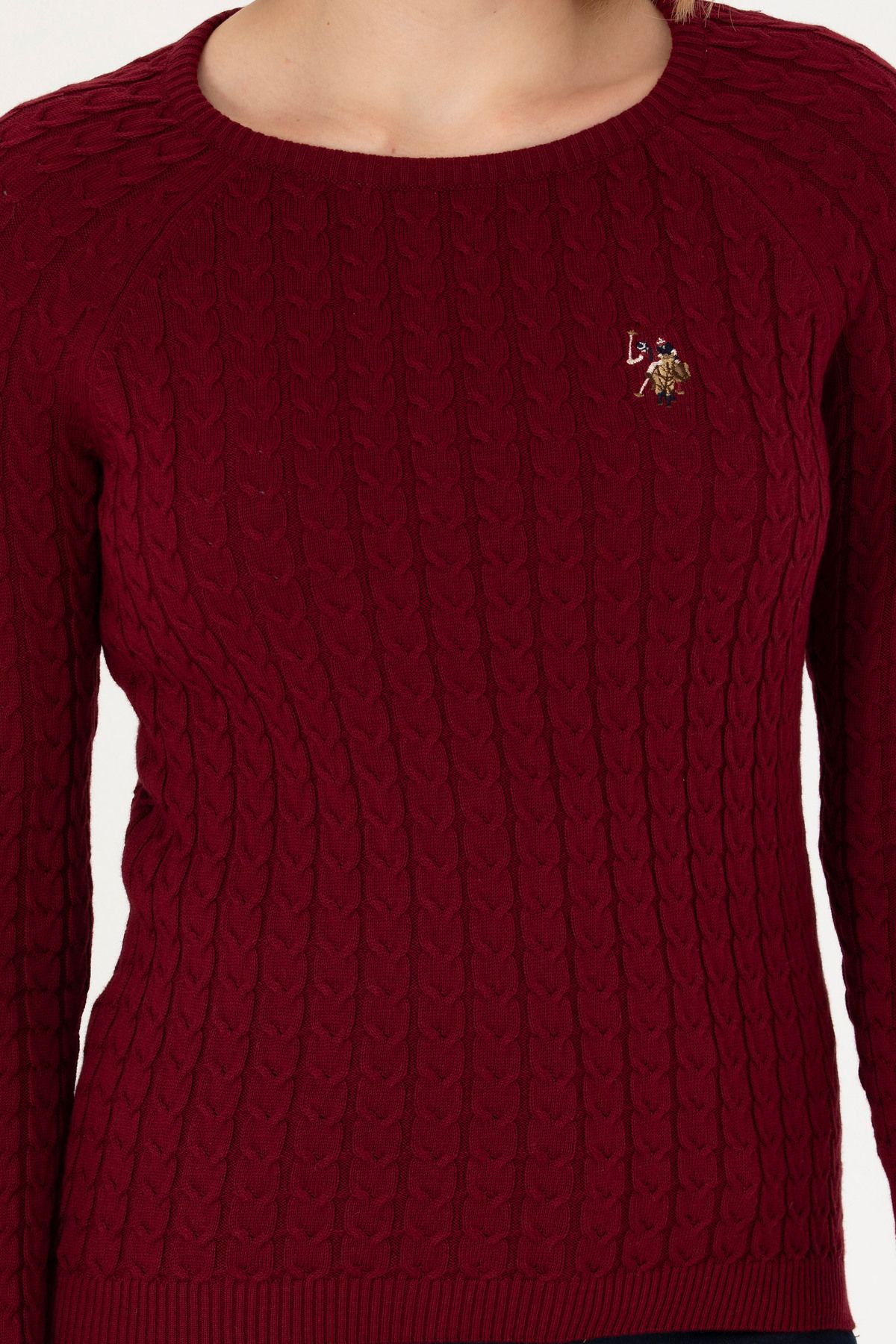 U.S. Polo Assn.-Pulover de bază roșu Claret - Decolteu, Femei, 50269010 -vr014 6