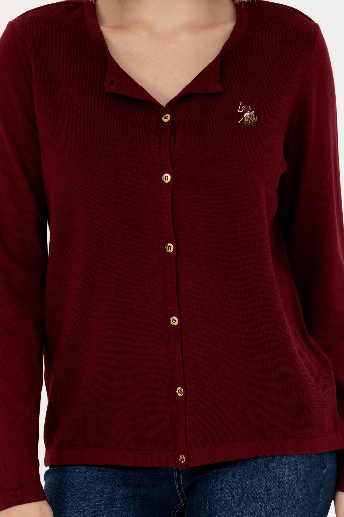 U.S. Polo Assn.-Tricotaj Roșu Claret Cardigan Damă - Model Basic 50269008 -VR014 6