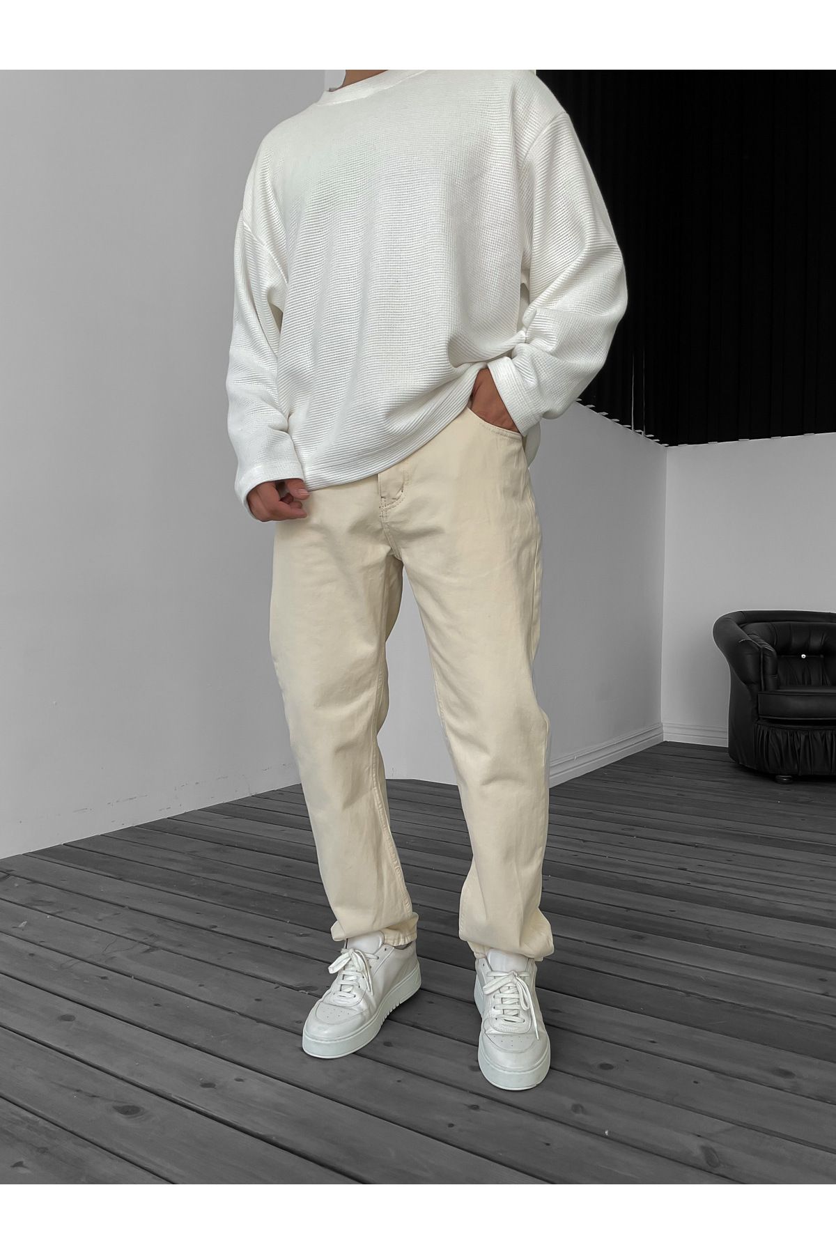 BYBASICMAN Beige Basic Baggy Jean Ke-073/445