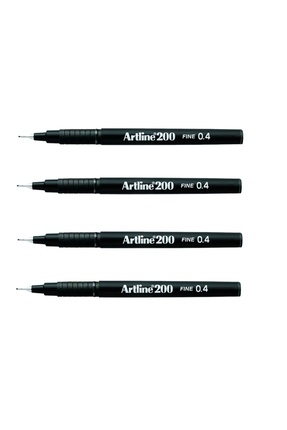artline ARTLİNE 200N FİNE WRİTİNG PEN BLACK ( 4 Adet )