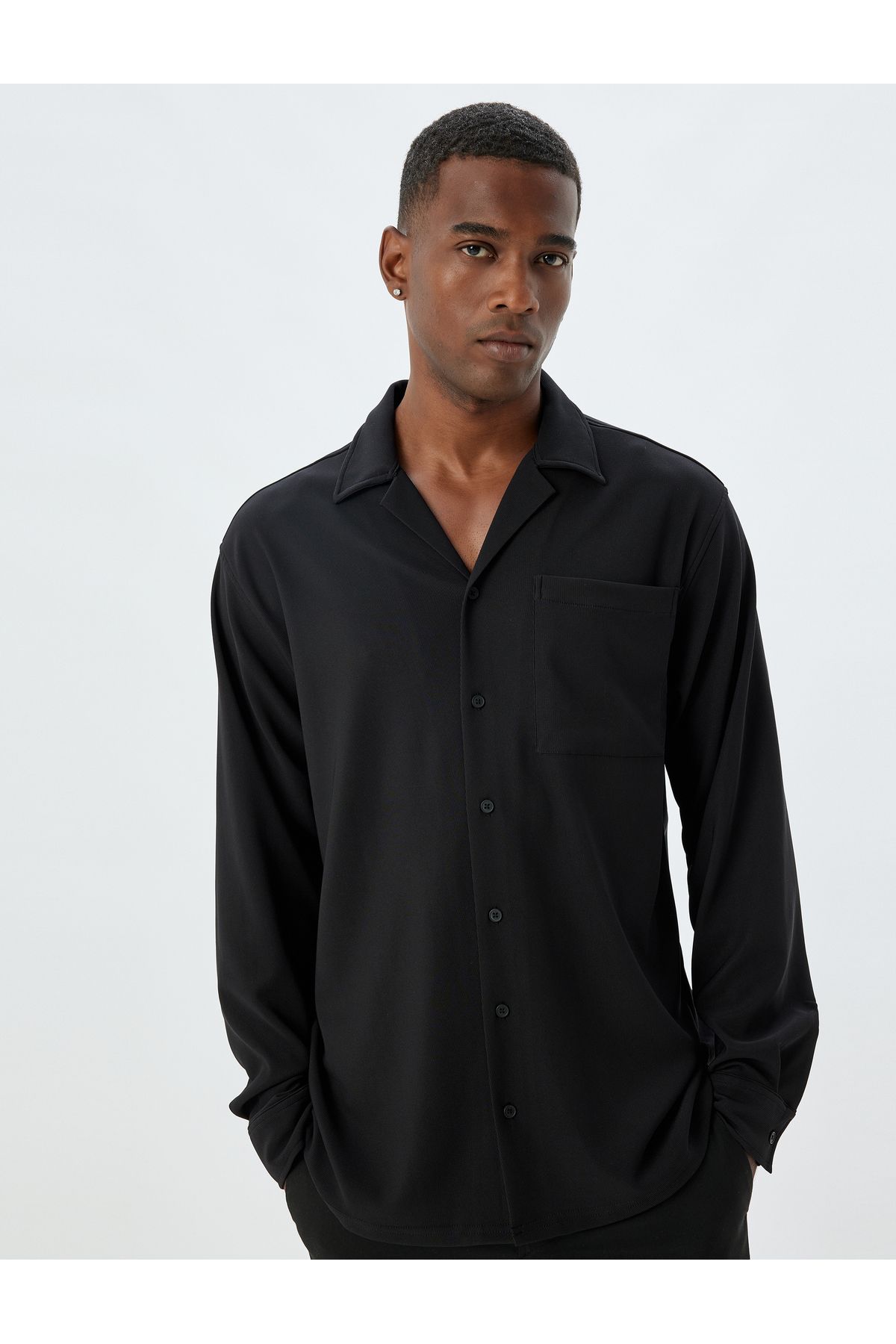 Koton-Basic Long Sleeve Shirt with Turn-Down Collar and Pockets 1