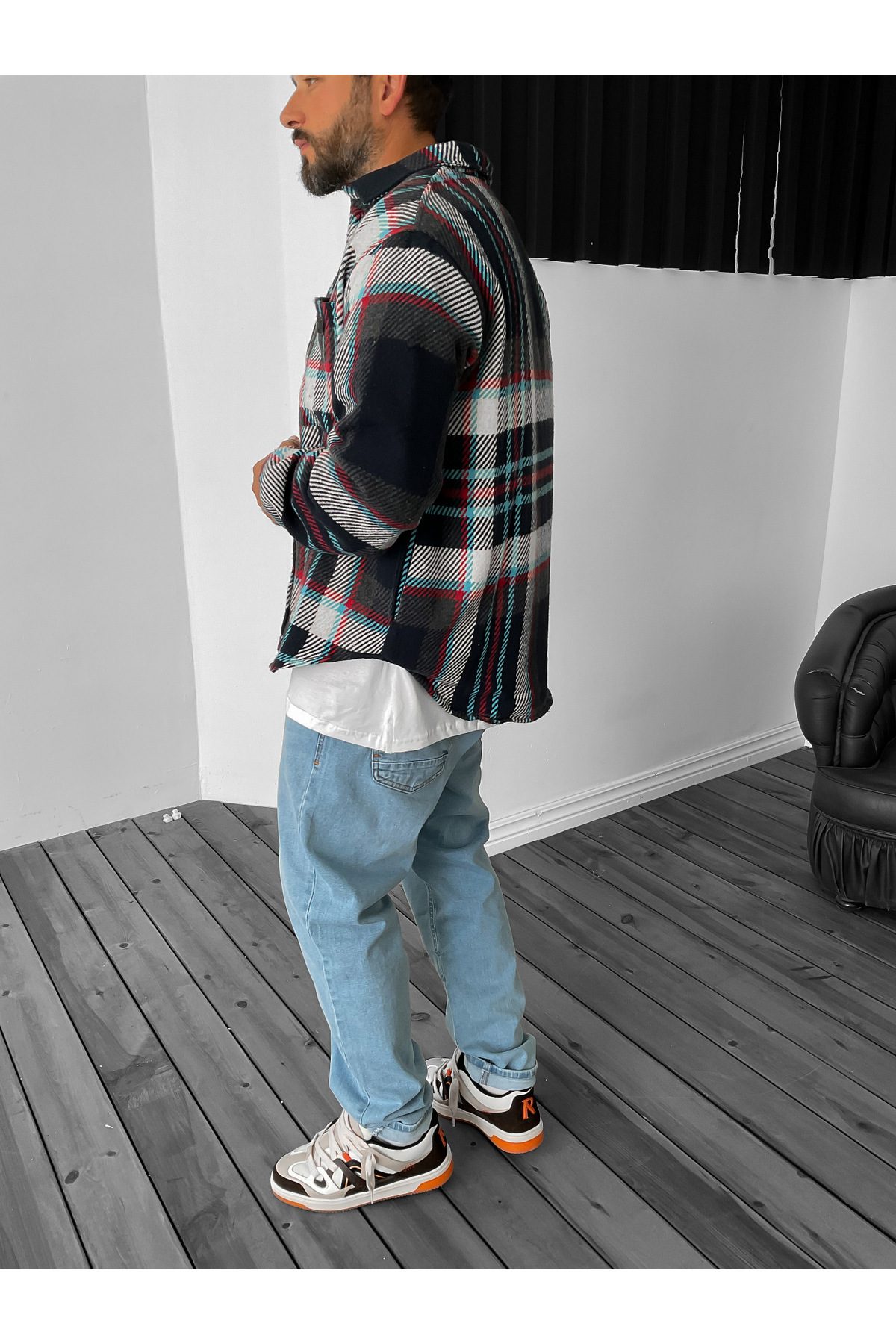 BYBASICMAN-Navy Blue Lined Plaid Jacket C-1652 2