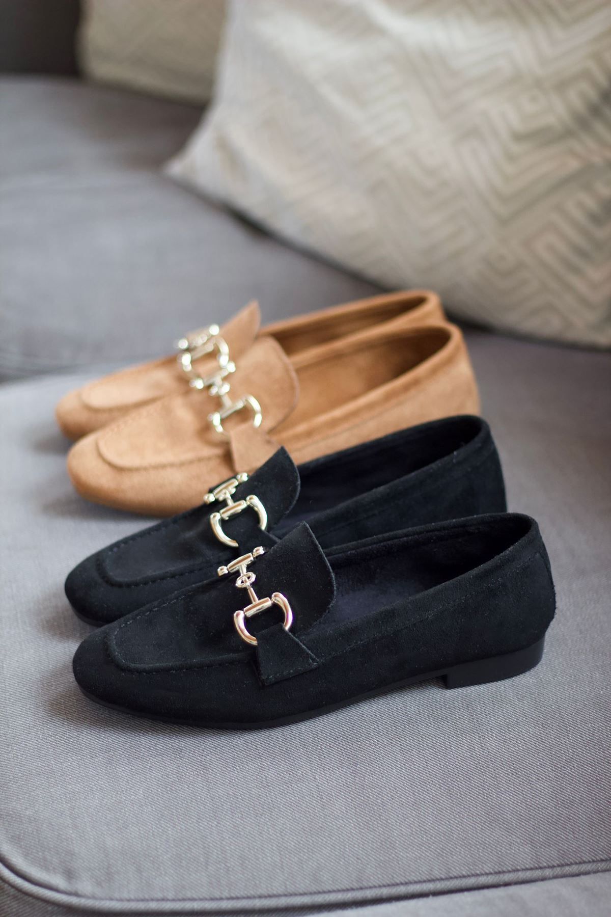 Mida Shoes-Bonnie Black Suede Buckle Women's Ballerinas 3