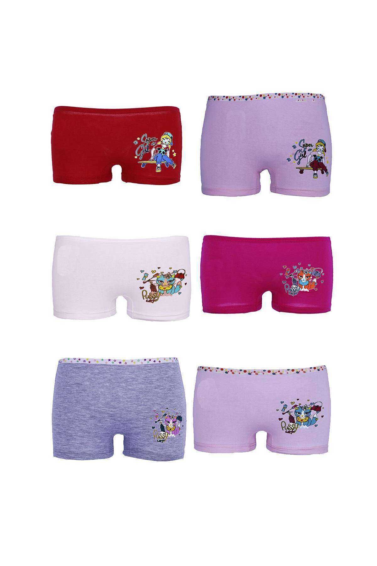 VB QUALITY-6 Pieces Plain Printed Girl's Boxer 402 1