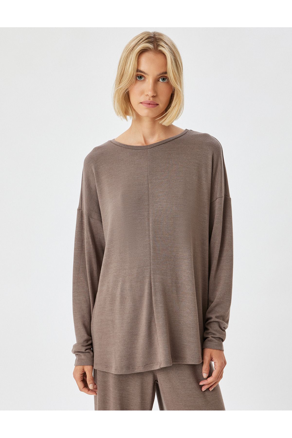 Koton-Pajama Top - Brown - Plain 3