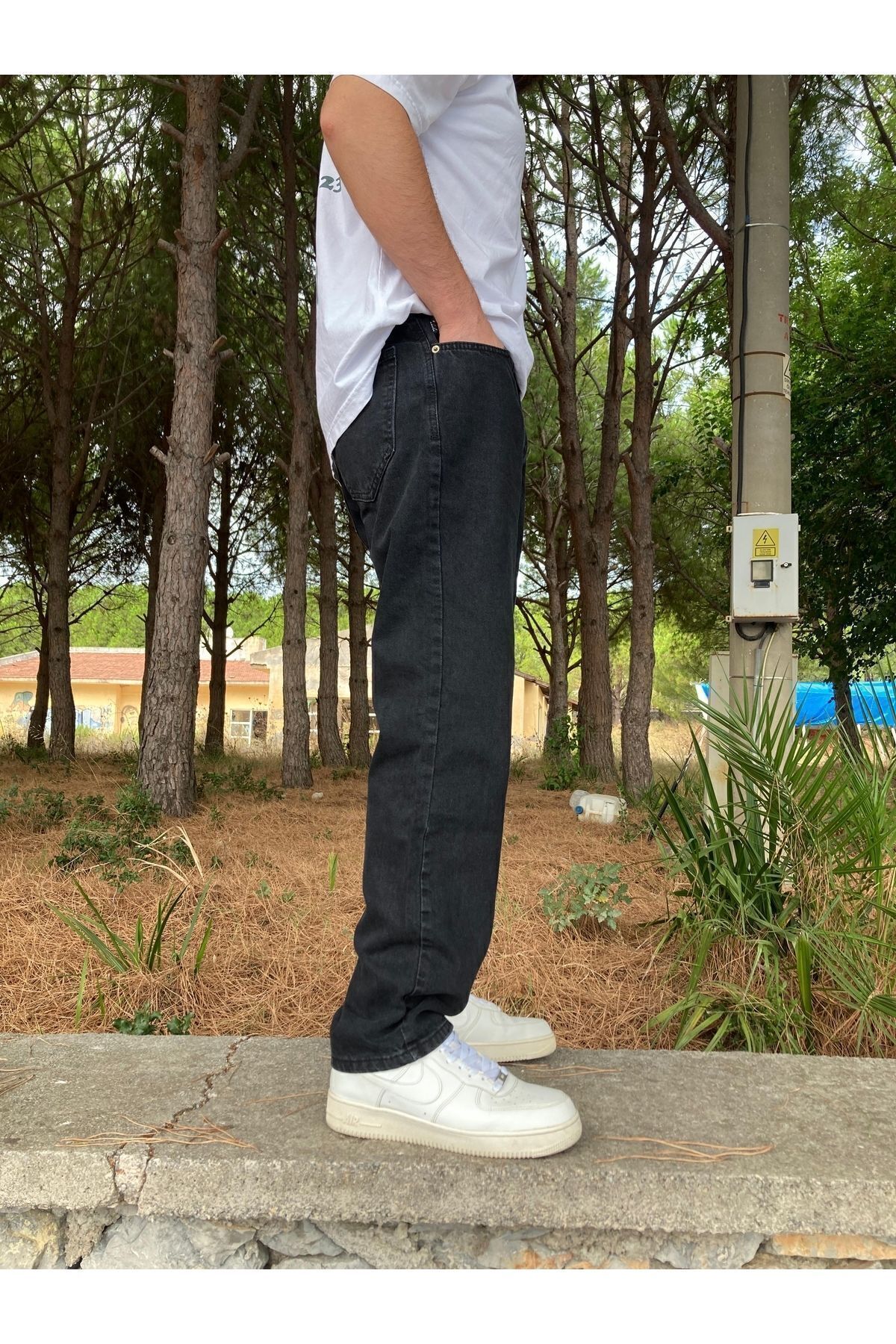 oraystore Erkek Yıkamalı Siyah Baggy Pantolon görsel 7