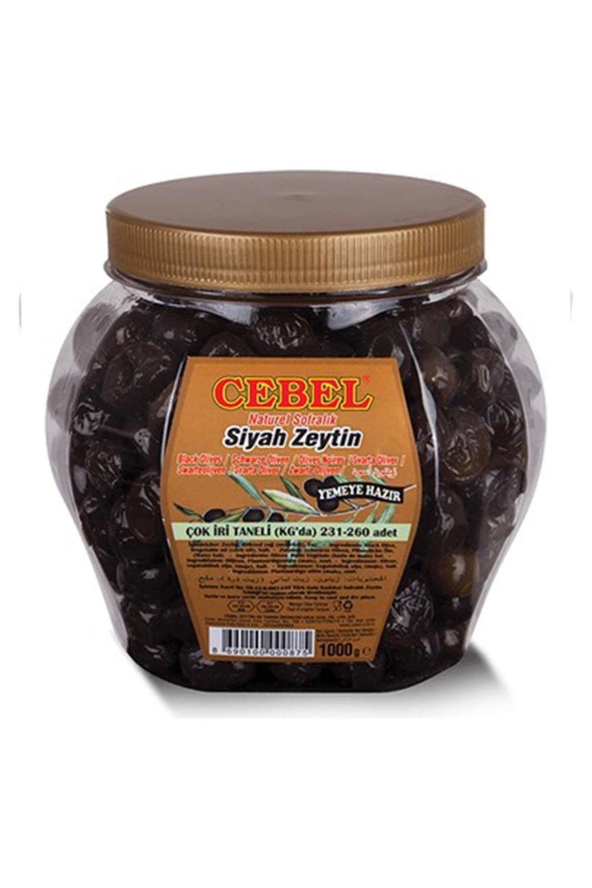 Cebel Siyah Zeytin Çok Iri Taneli 231-260 Pet 1000 gr