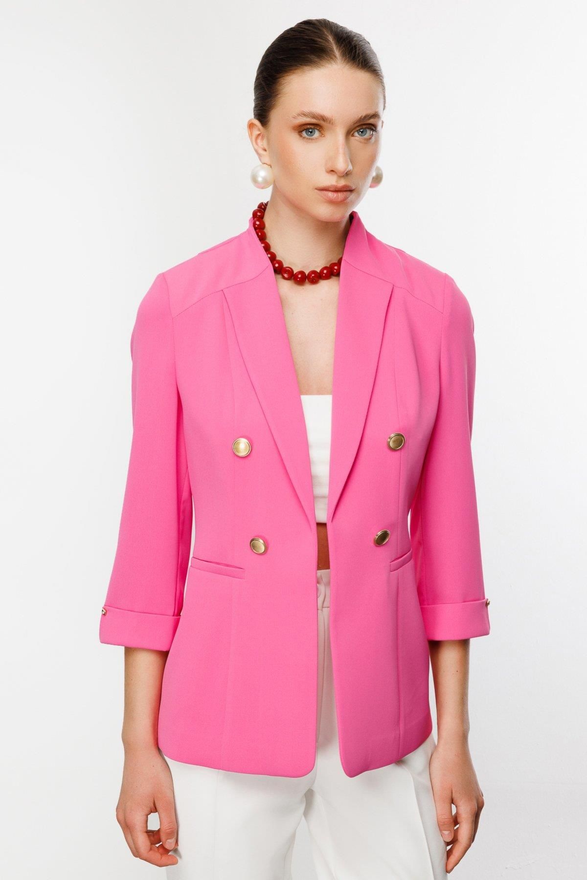 Ekol-05204 Model Pink Jacket 2