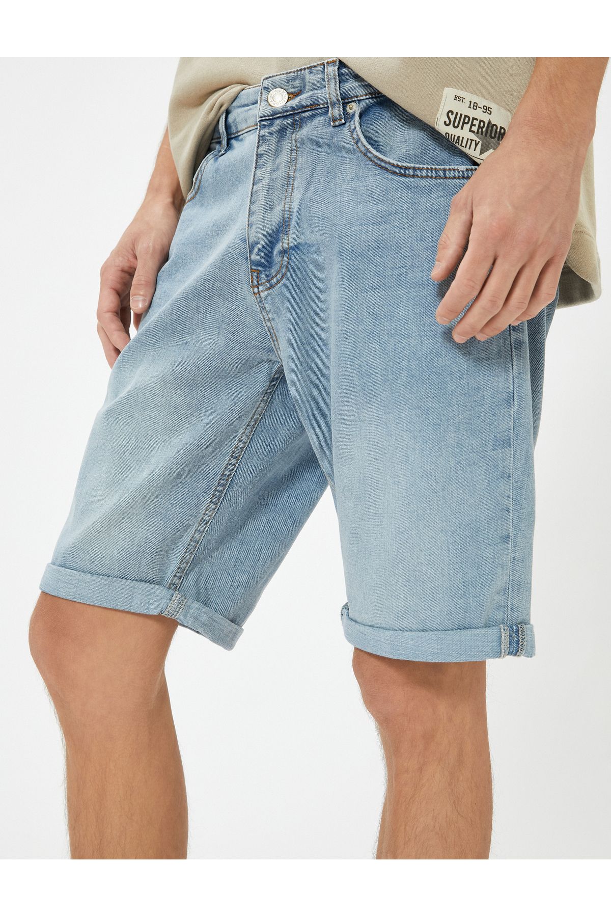 Koton-Βαμβακερό Slim Fit Τζιν βερμούδα - Λεπτομέρεια τσέπης 5