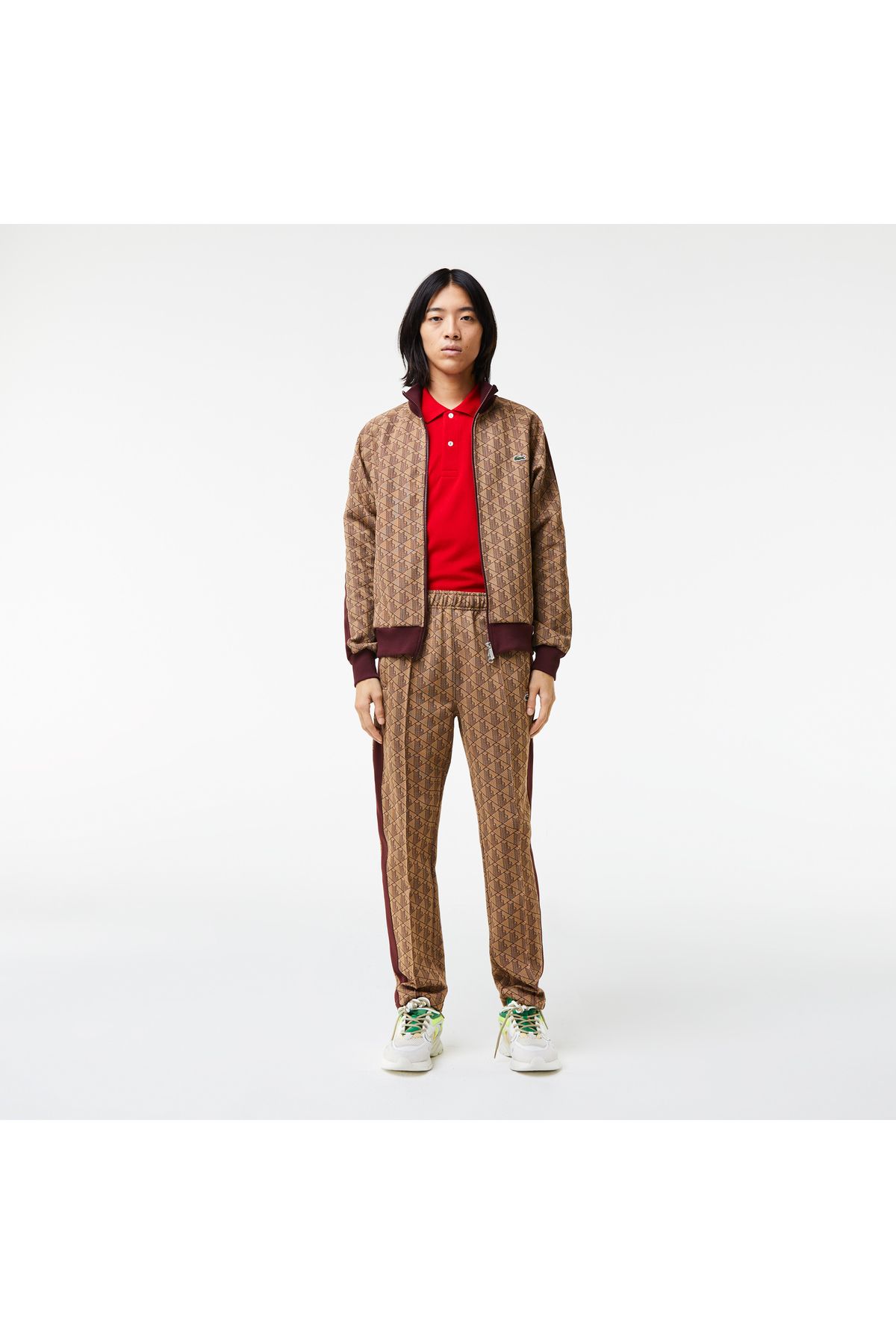 شلوار گرمکن چند رنگ مردانه لباس مونوگرام قهوه ای متناسب با شش Lacoste