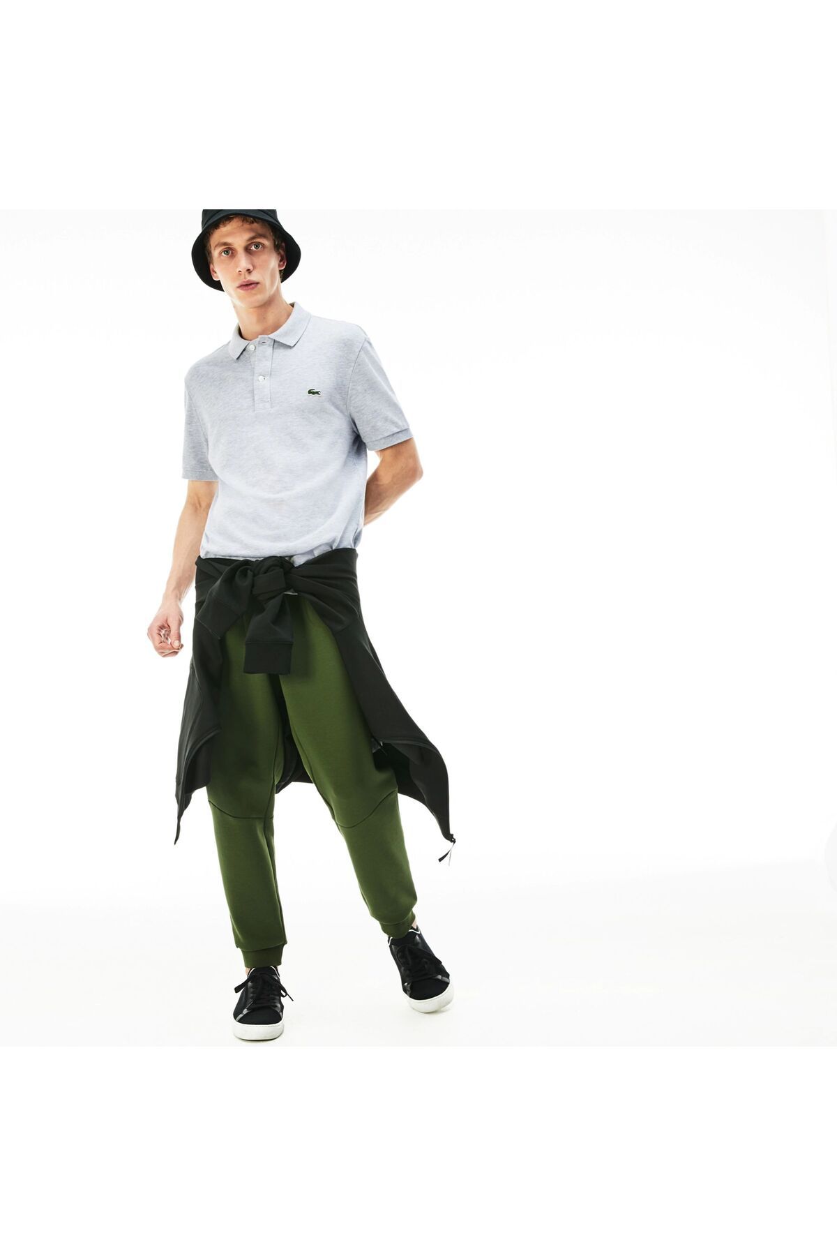 تی شرت یقه پولو خاکستری مردانه Slim Fit L.12.12 چوگان Lacoste