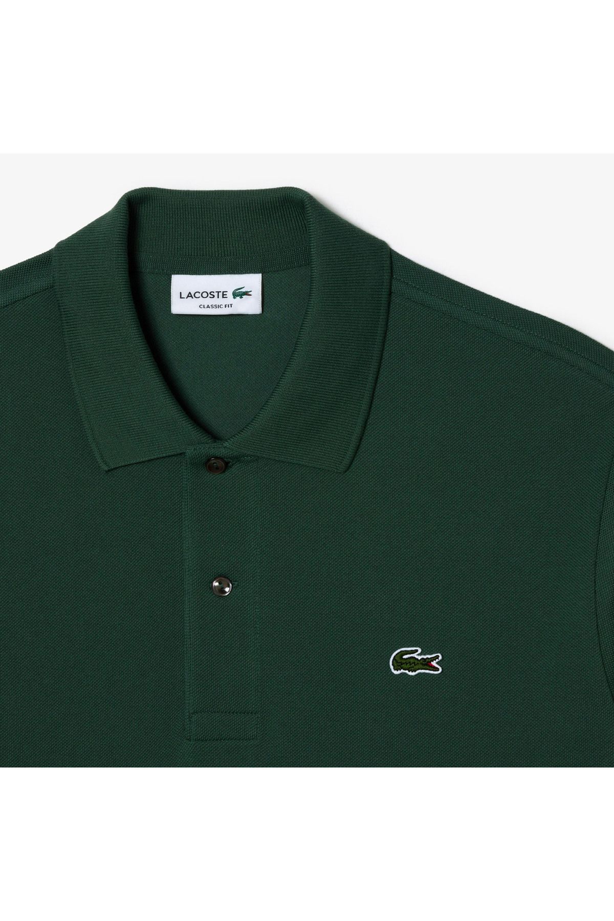 تی شرت یقه پولو سبز مردانه کلاسیک Fit L.12.12 Haki Polo Lacoste