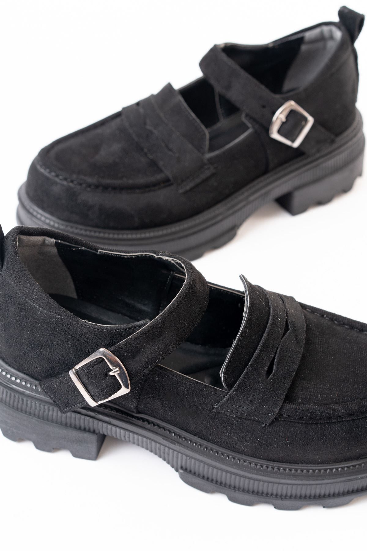 ELLOLİTA LUXURY SHOES-Черни велурени дамски ежедневни обувки с висока горна част 3
