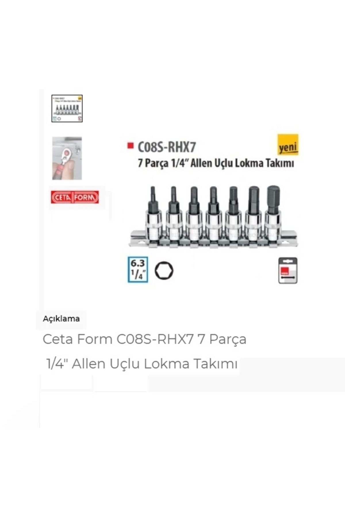 CETA FORM-C08S-Rhx7 7 Piece 1/4" Allen Bit Socket Set 1