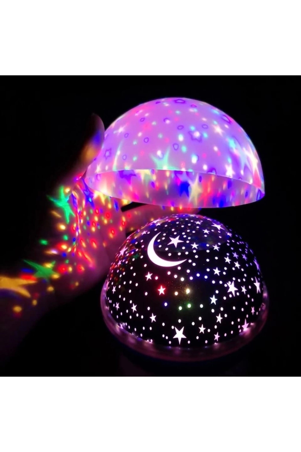 Epilons Mor Dönen Renkli Ay Yıldızlı Gökyüzü Yansıtmalı Projeksiyon Gece Lambası Çocuk Bebek Parti Odası fotoğrafı 5 (önizleme)