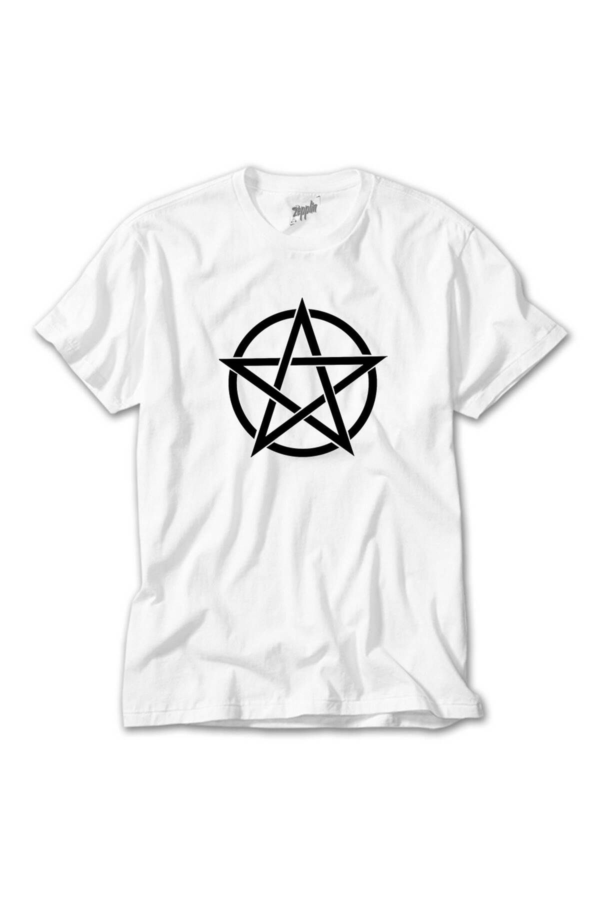 WAKHA Pentagram Black Star Beyaz Tişört