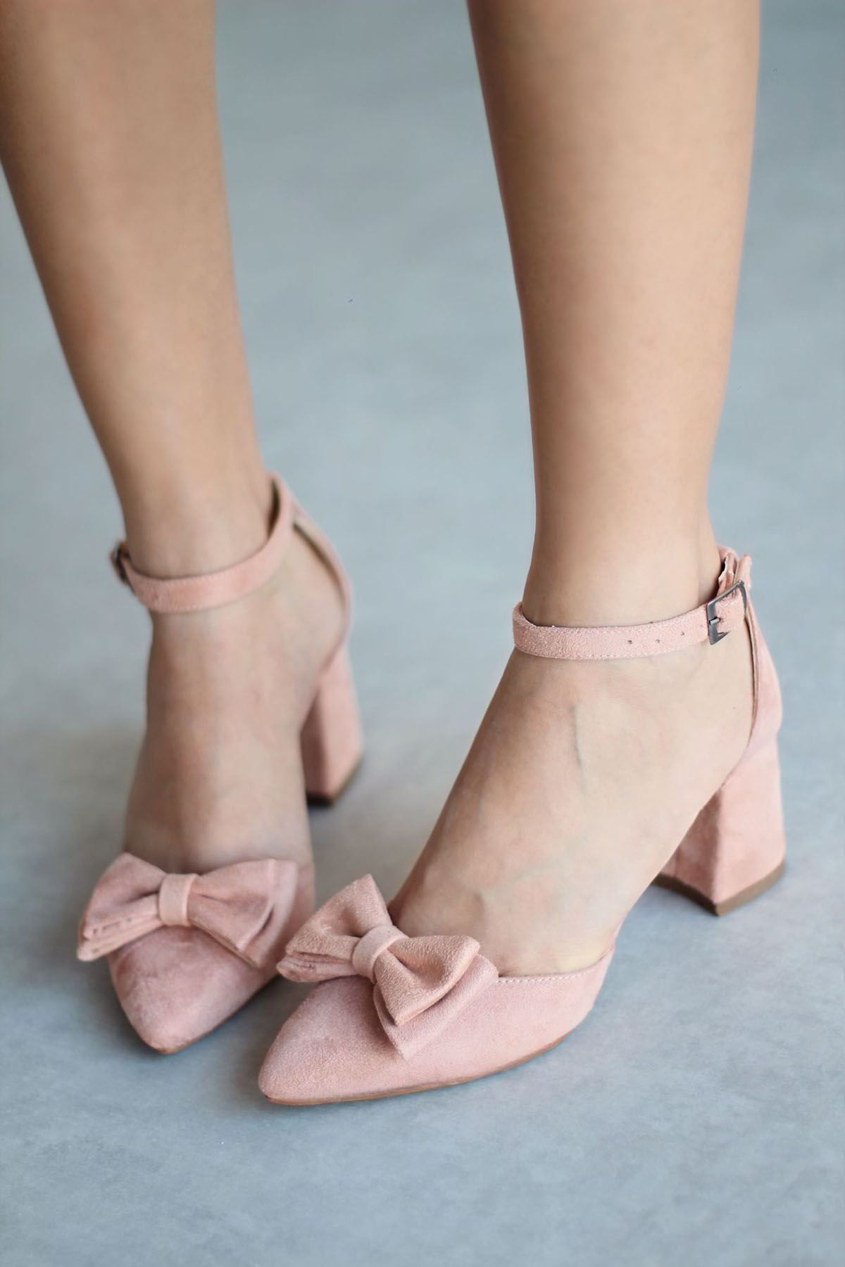 Mida Shoes-Y107 Powder Suede Heeled Shoes 1